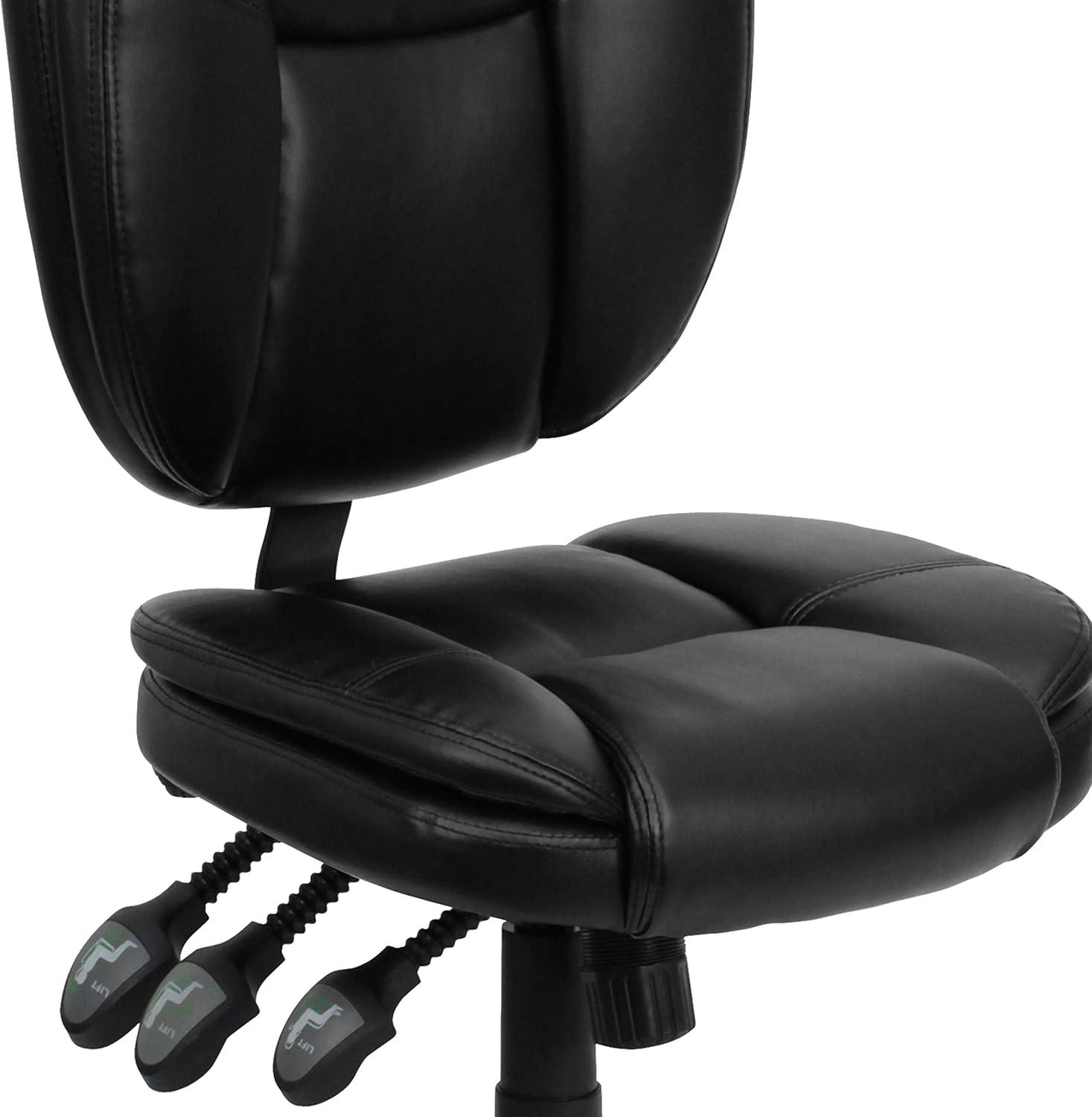 Ergonomic Mid-Back Black LeatherSoft Swivel Task Chair with Synchro Tilt