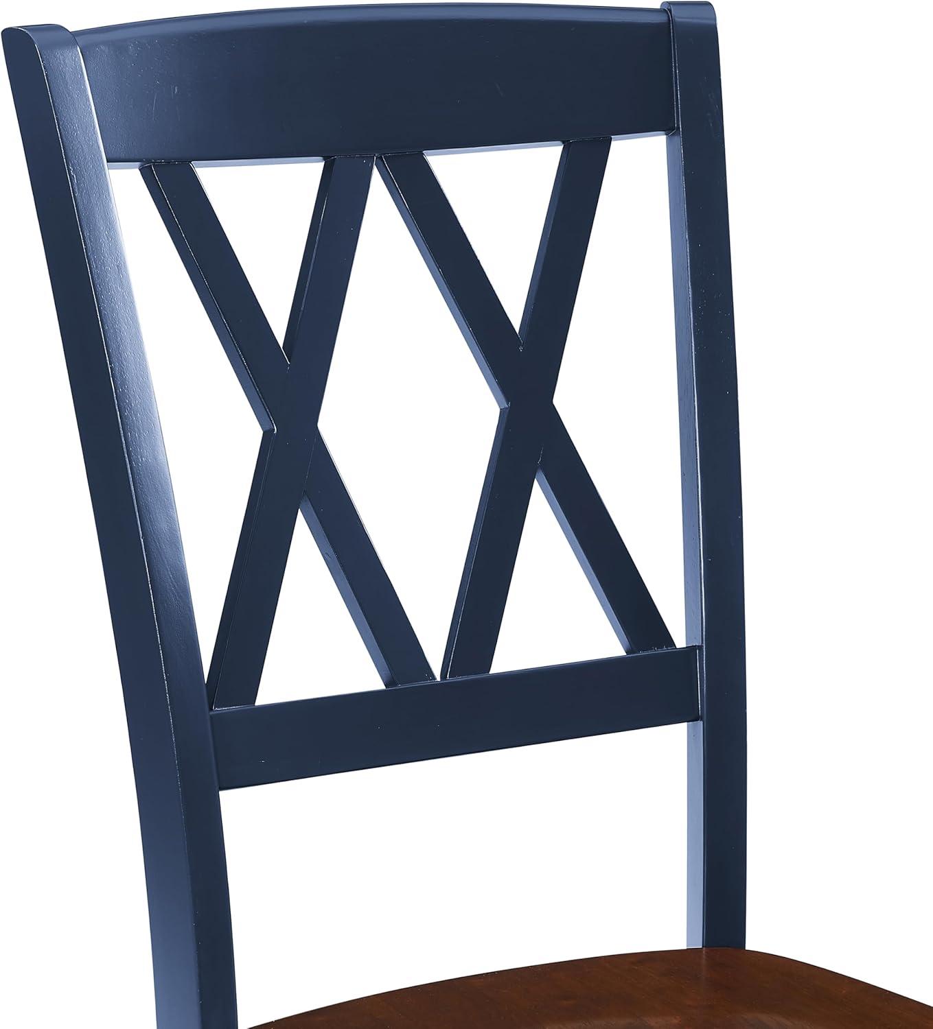 Crosley Shelby 2pc Dining Chair Set Navy: Rubberwood Frame, Armless Design, Traditional Farmhouse Style