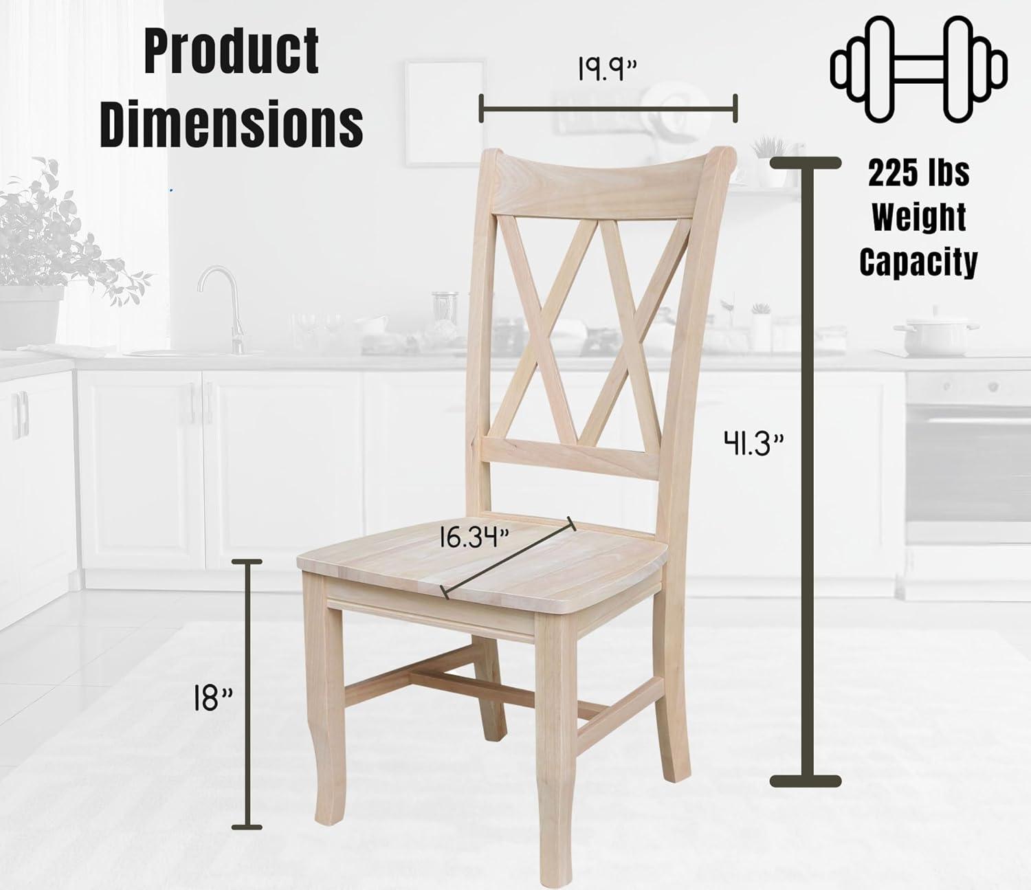 Elegant White Solid Wood High Cross-Back Side Chair, Set of 2