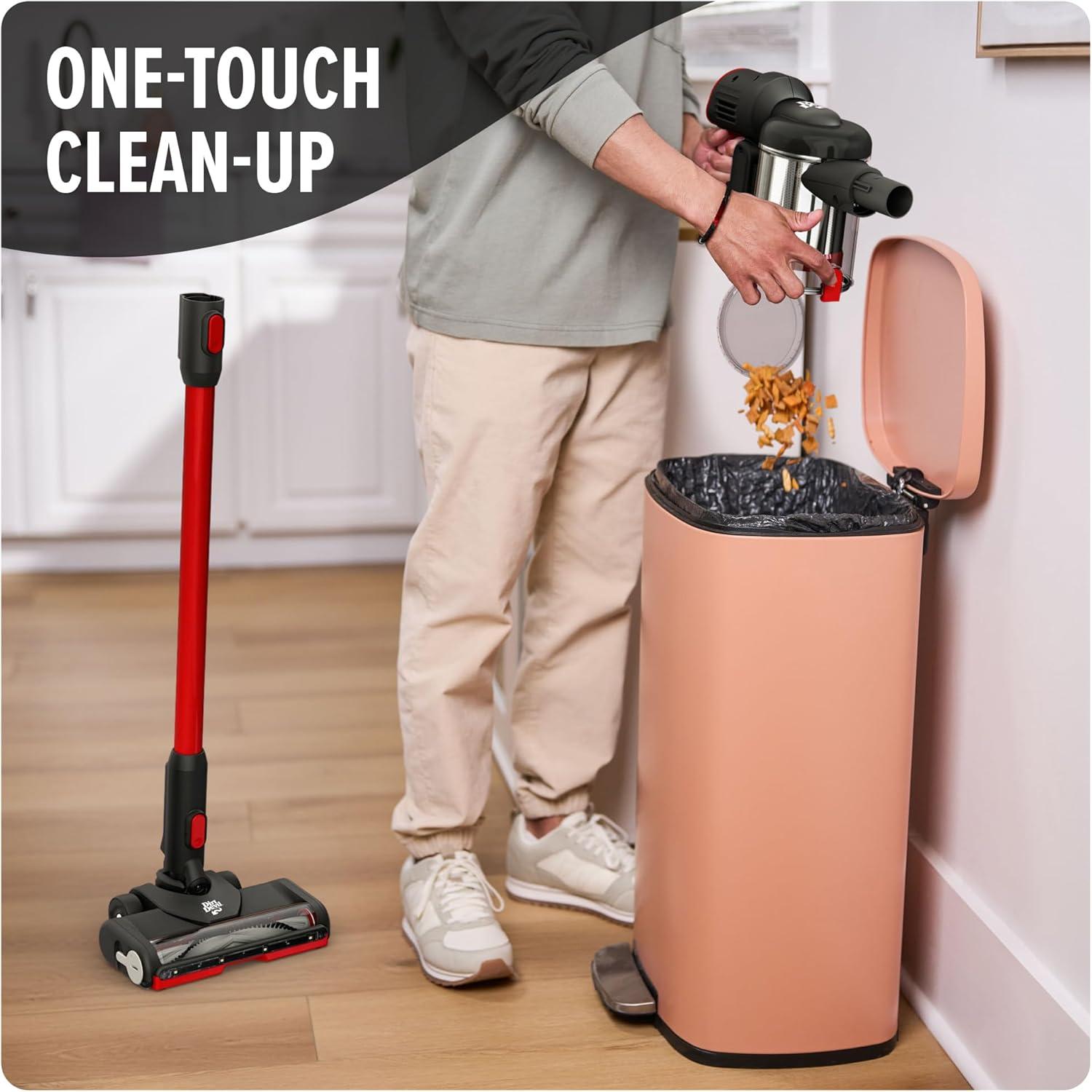 Dirt Devil Standing Cordless Stick Vacuum Red/Black - BD57000V: Lightweight, Rechargeable, Multi-Surface, Washable Filter