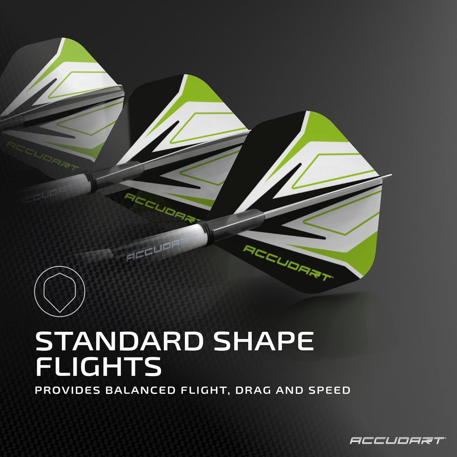 Accudart Steel Tip Dart Set 3.0 - Gunmetal Finish Steel Barrel - Hybrid Grip - Polycarbonate Shafts - Standard Shape Flights - Drop in Case Stores Fully Assembled Darts