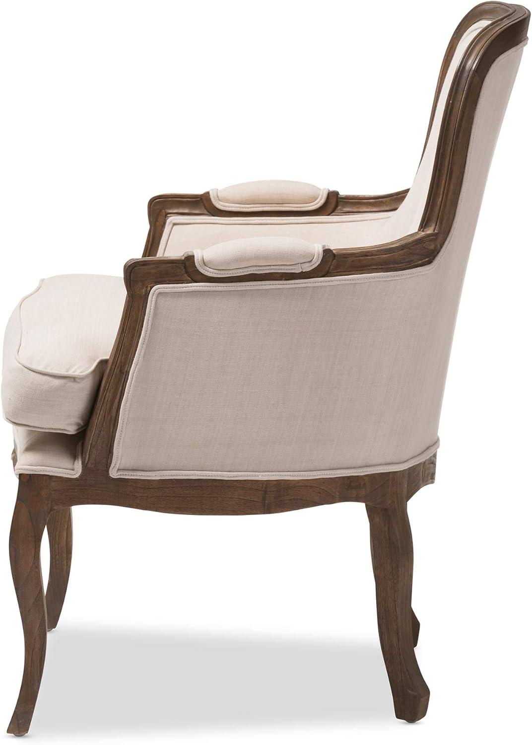 Napoleon Traditional French Accent Chair Ash - Baxton Studio: Cedar Frame, No Assembly, Polyester Upholstery