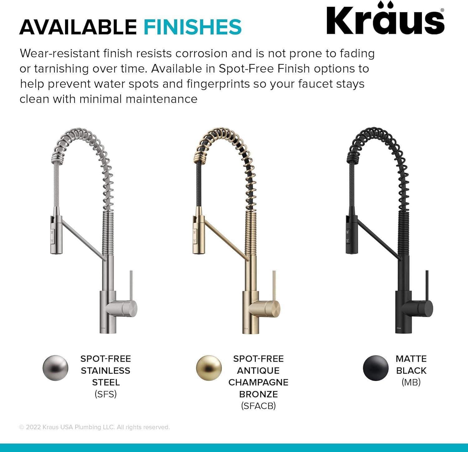 KRAUS Oletto Touchless Sensor Commercial Pull-Down Single Handle Kitchen Faucet with QuickDock Top Mount Assembly