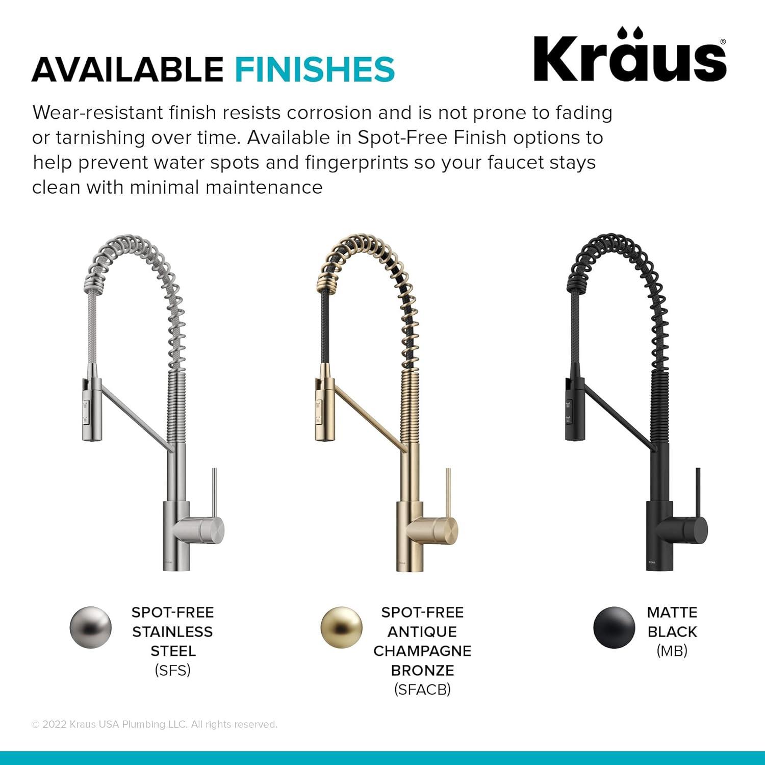 KRAUS Oletto Touchless Sensor Commercial Pull-Down Single Handle Kitchen Faucet with QuickDock Top Mount Assembly