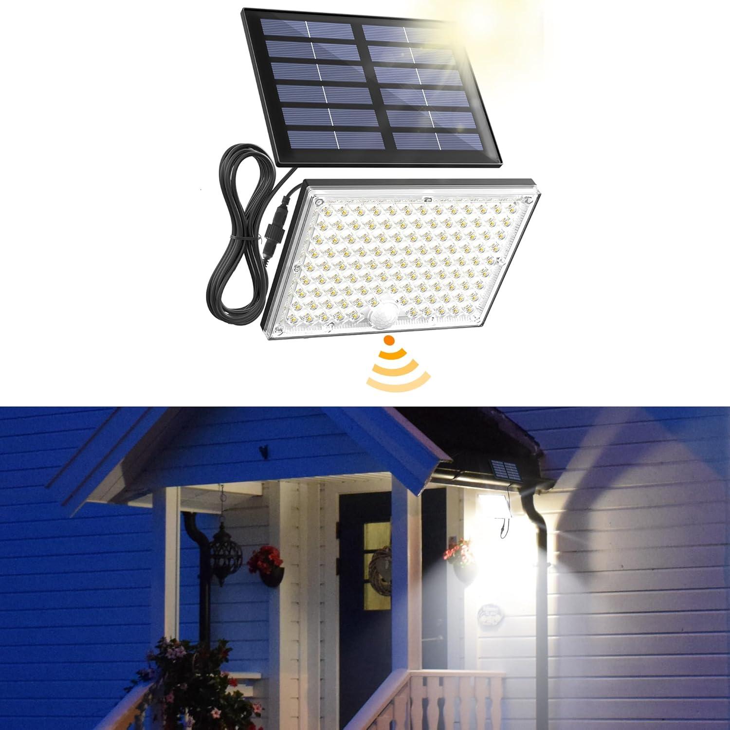 SUPERDANNY Black Solar Motion Sensor Outdoor Flood Lights with 113 LEDs