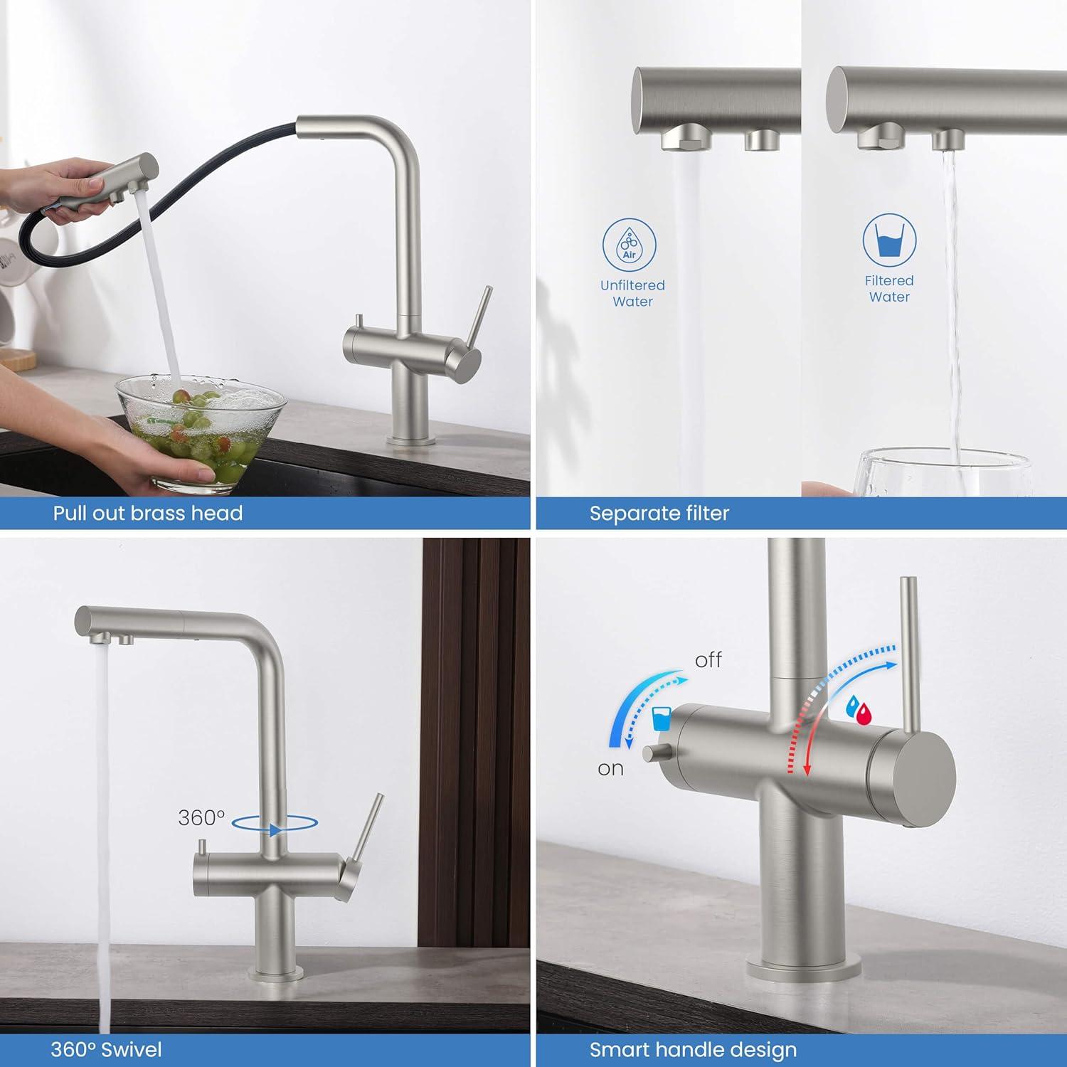 KIBI KFF502BN KIBI Circular 2-in-1 Single Hole Pull Out Kitchen Faucet