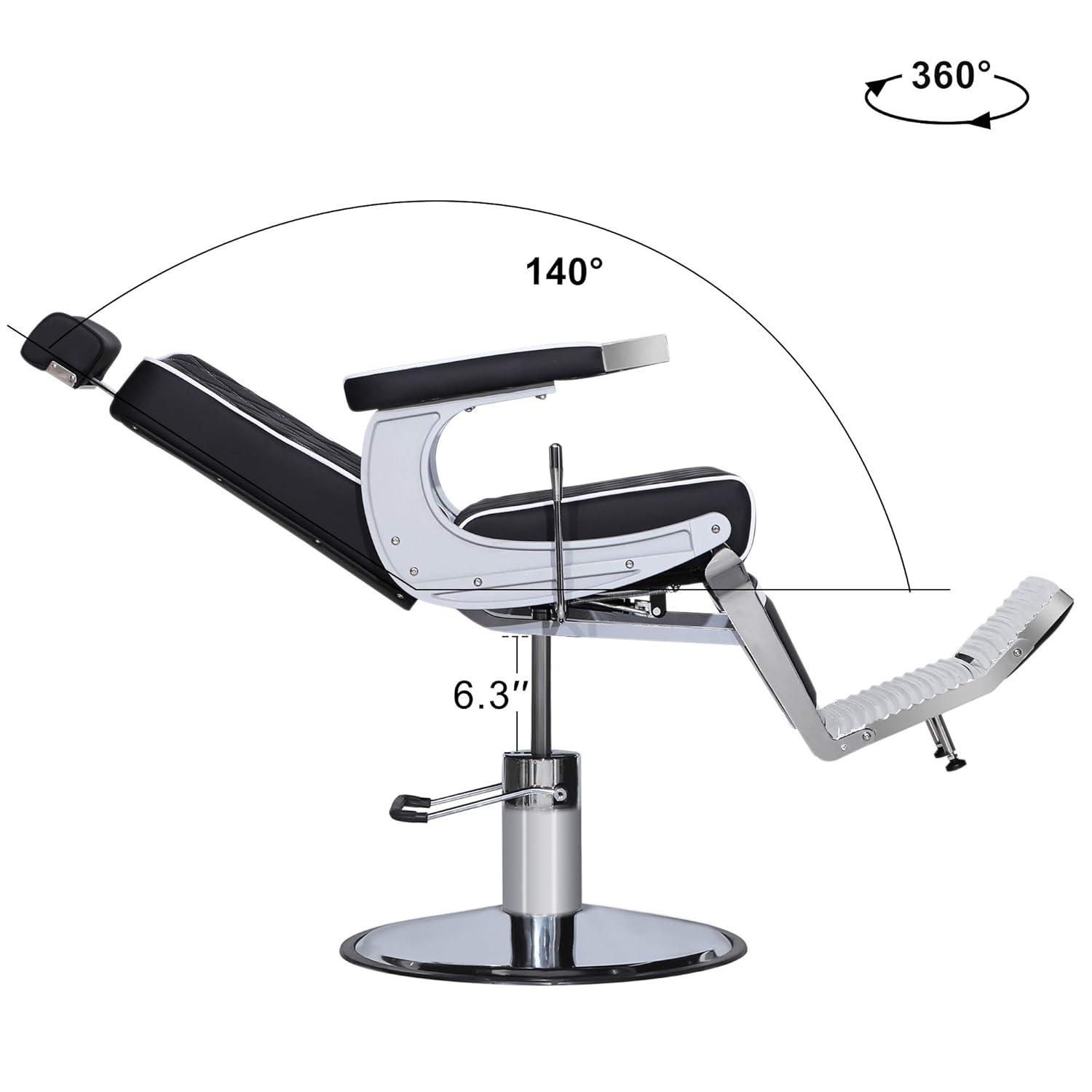 BarberPub Vintage Barber Chair Recline Salon Beauty Spa Shampoo Black 3825
