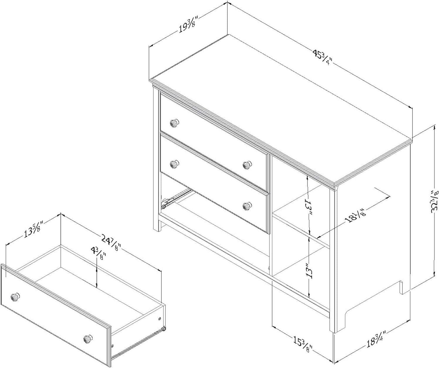 South Shore Cotton Candy 3-Drawer Dresser with Baskets