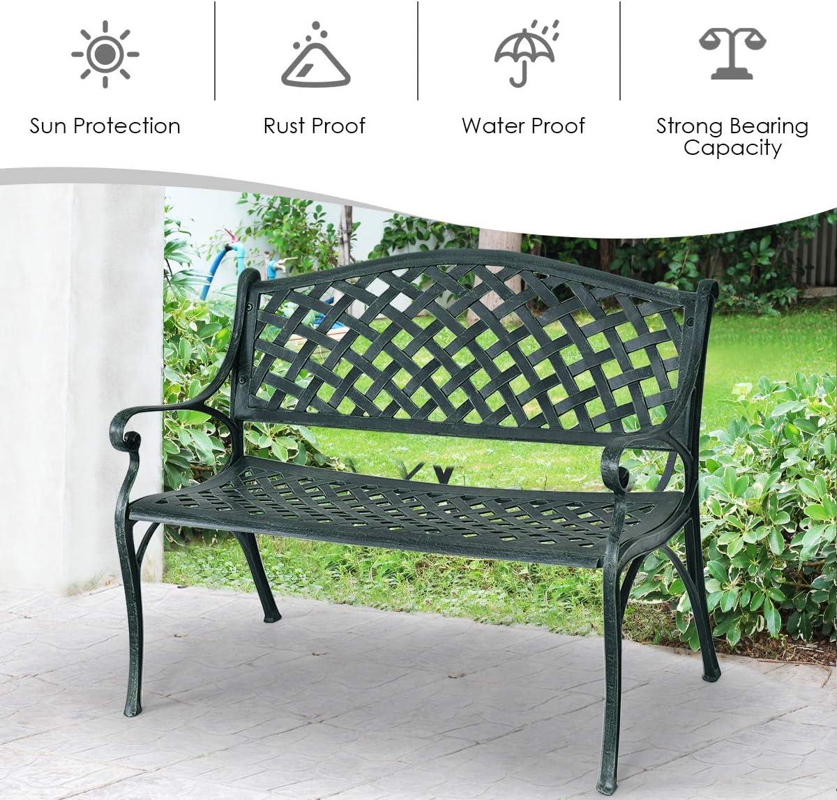 Kadyn Outdoor Bench, Outdoor Dining Bench, 40 Inch Outdoor Aluminum Antique Garden Patio Bench