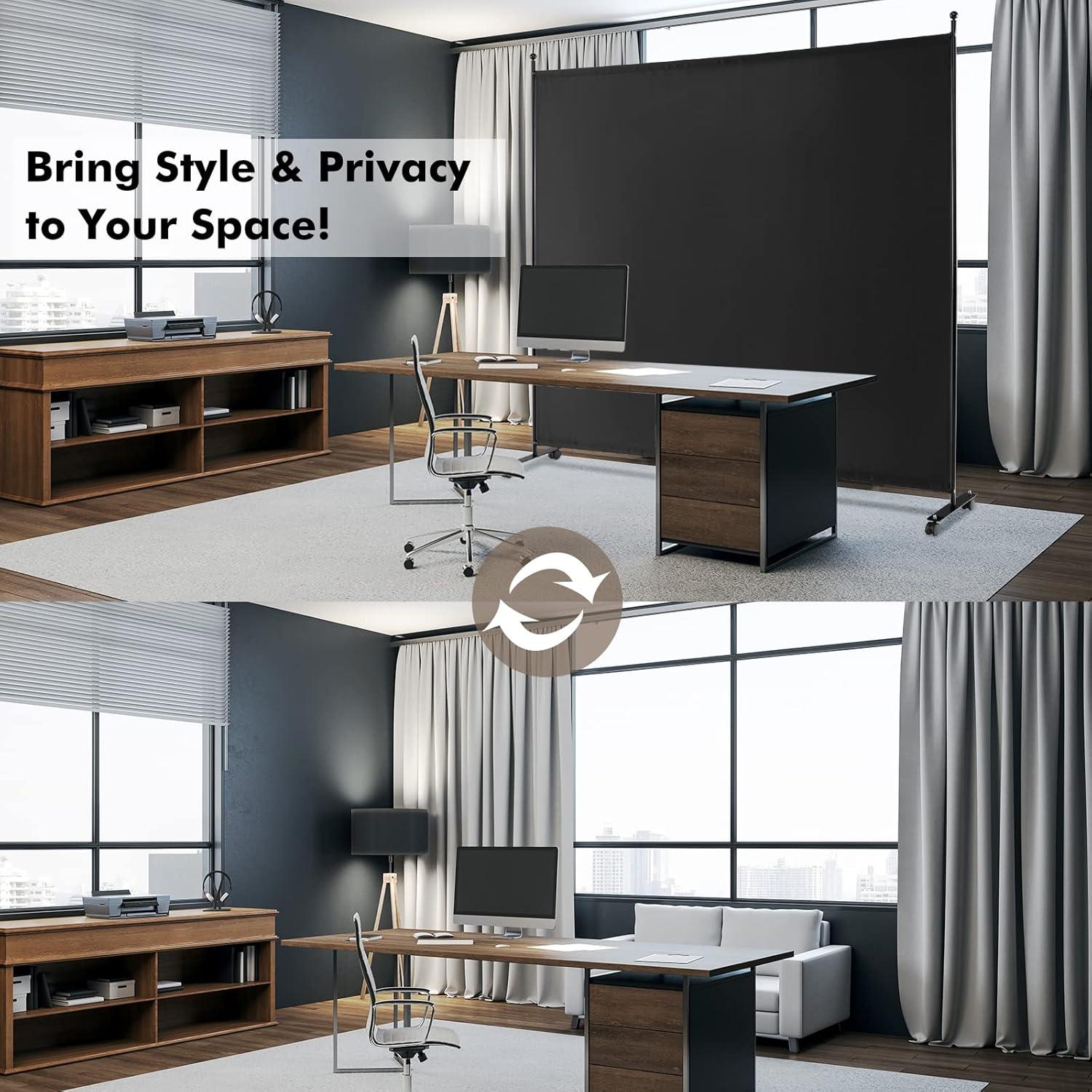 Costway 6-Panel Folding Room Divider 6FT Rolling Privacy Screen with Lockable Wheels Black