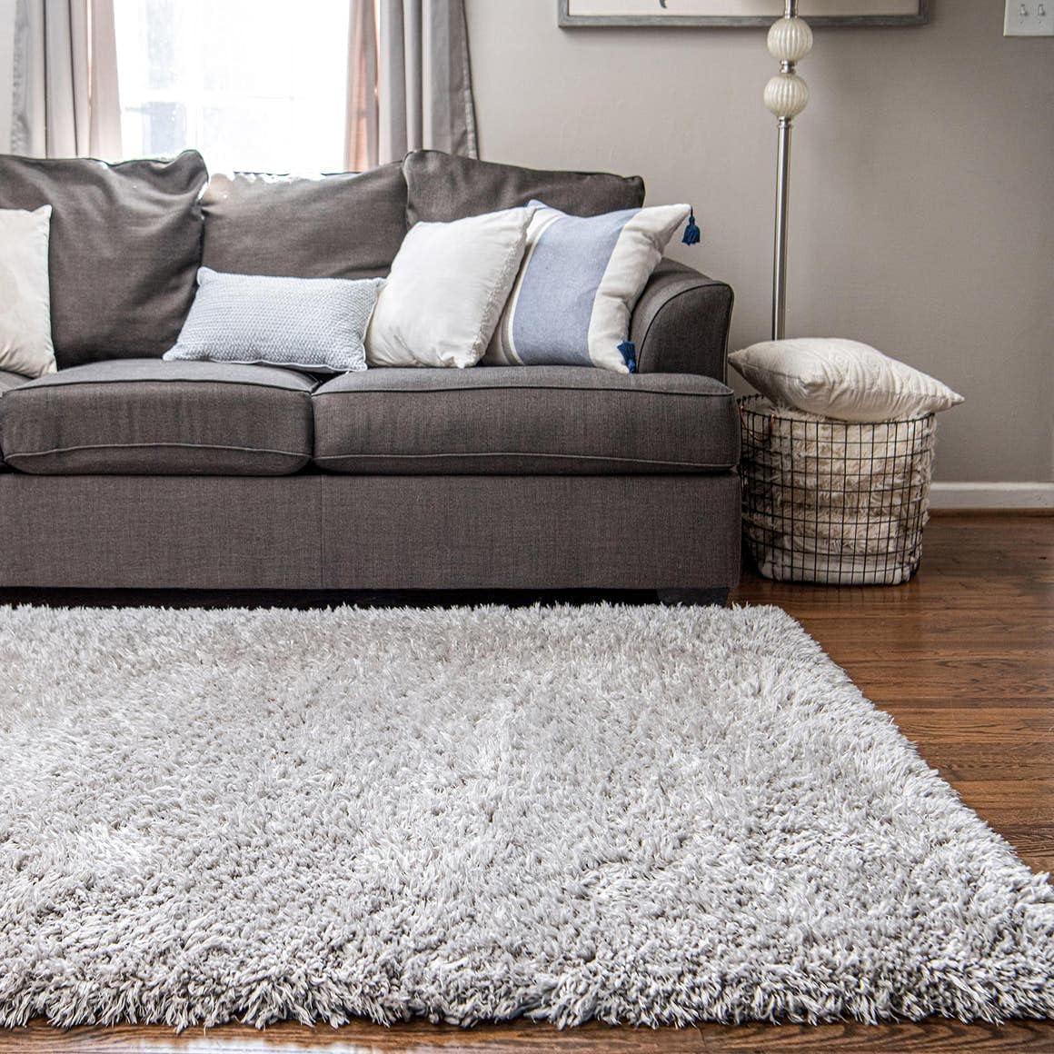 Ash Gray 5' x 8' Modern Shag Area Rug