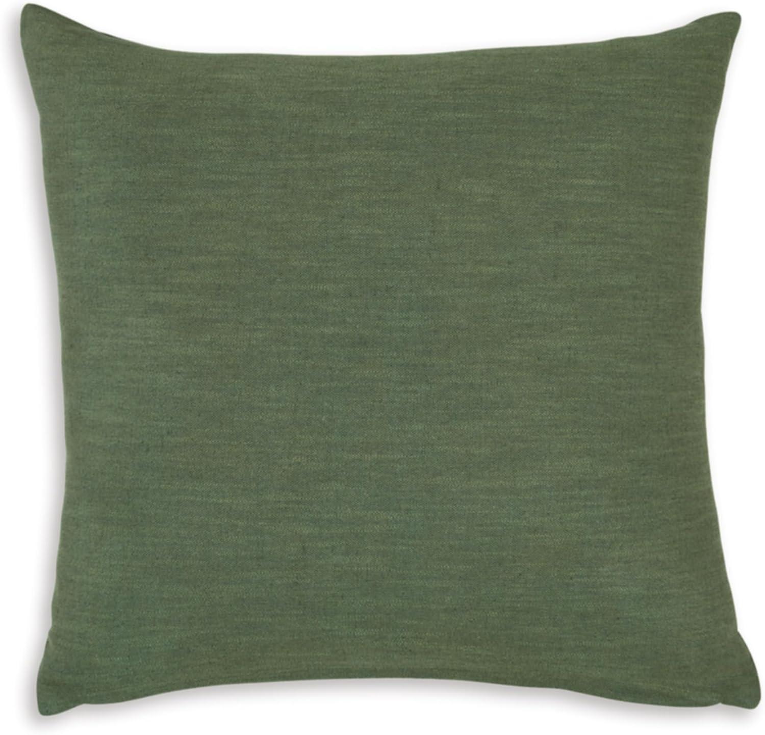 Green Woven Cotton Linen Square Throw Pillow