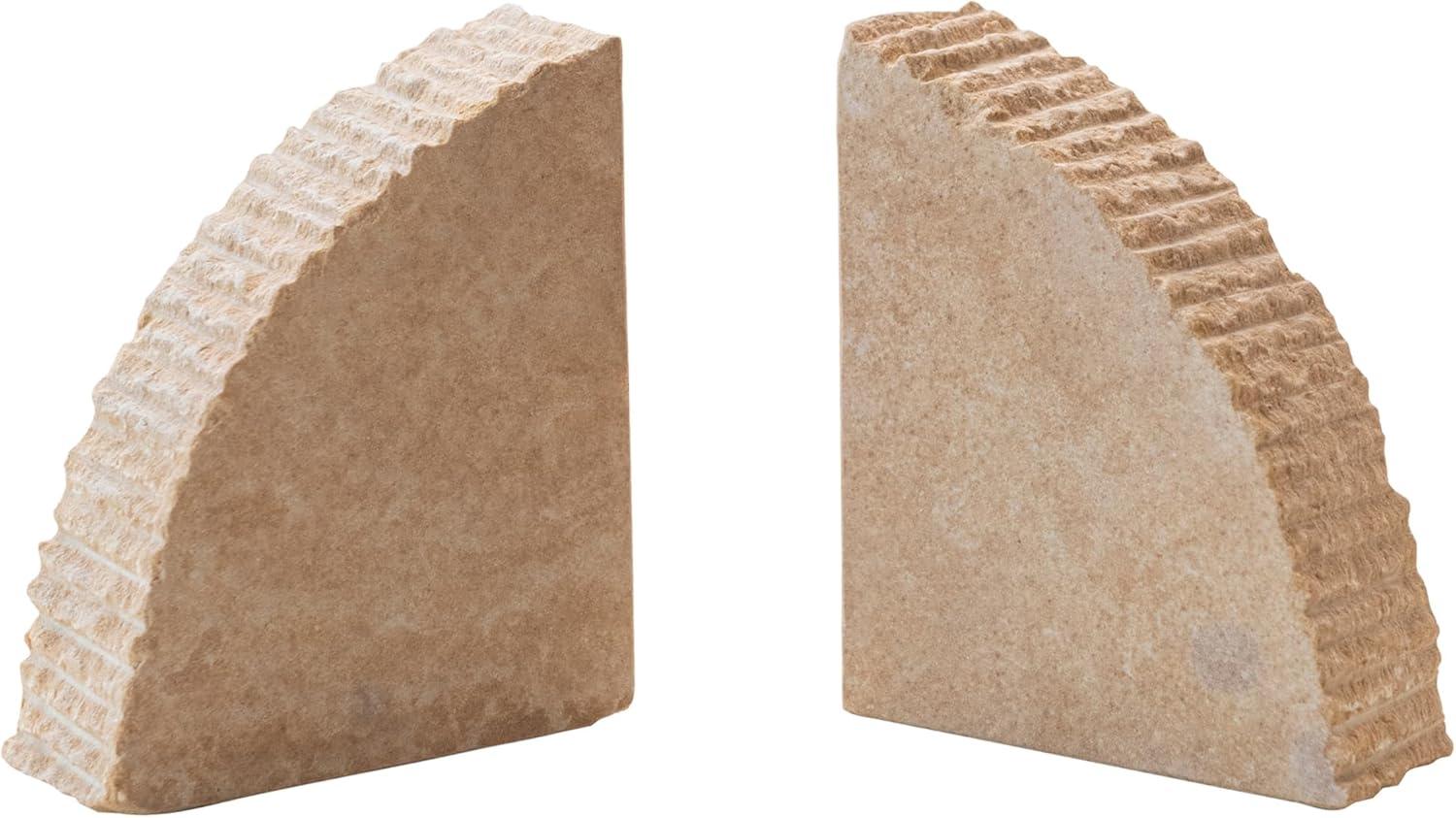 Natural Sandstone Ribbed Edge Decorative Bookends, Set of 2