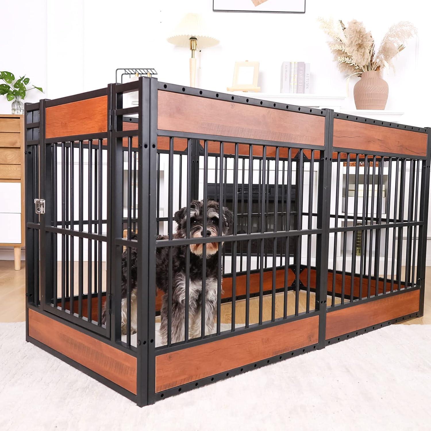 Mahogany and Black Heavy Duty Dog Playpen, 31.5" Height