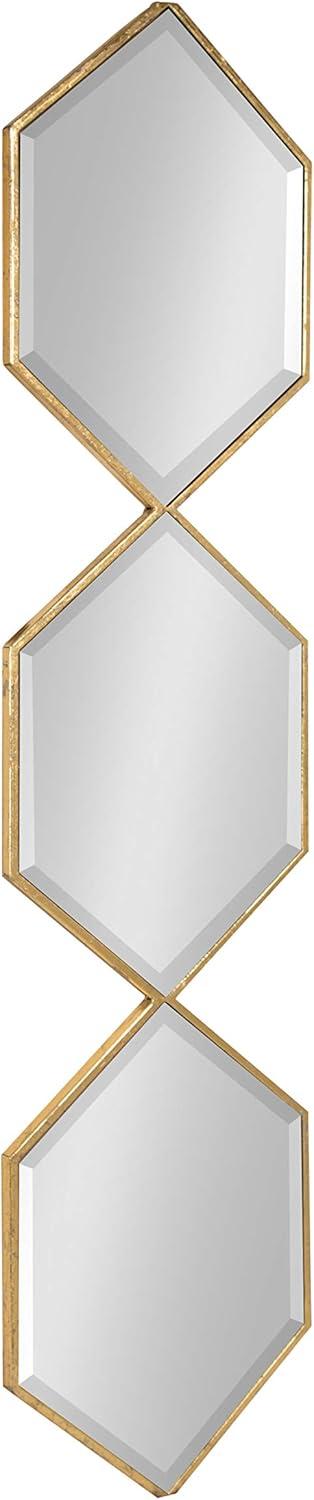 Roycen Gold Hexagon Trio Narrow Wall Mirror 10"x42"