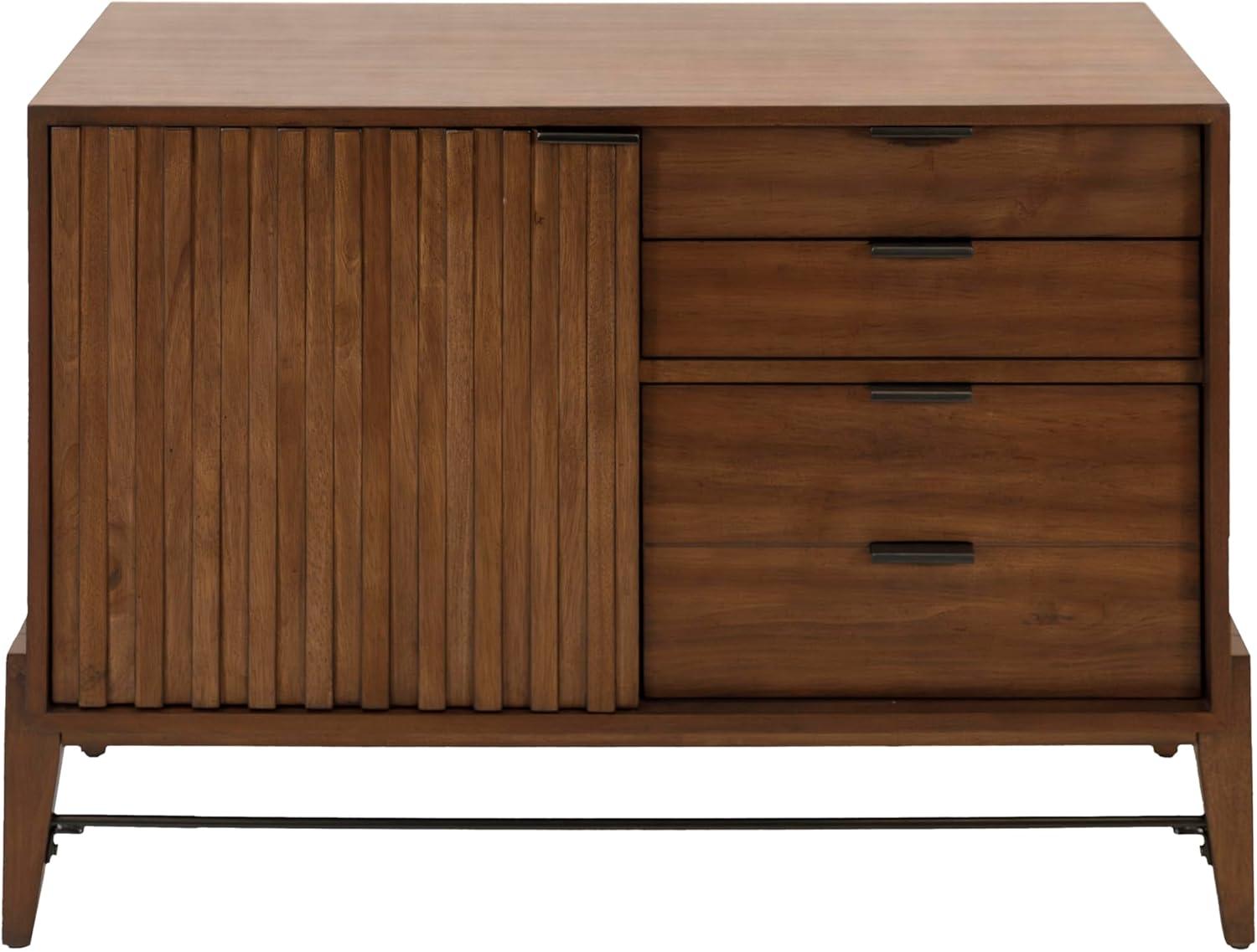 Mid-century Wood Modern Small Console with File Drawers Brown