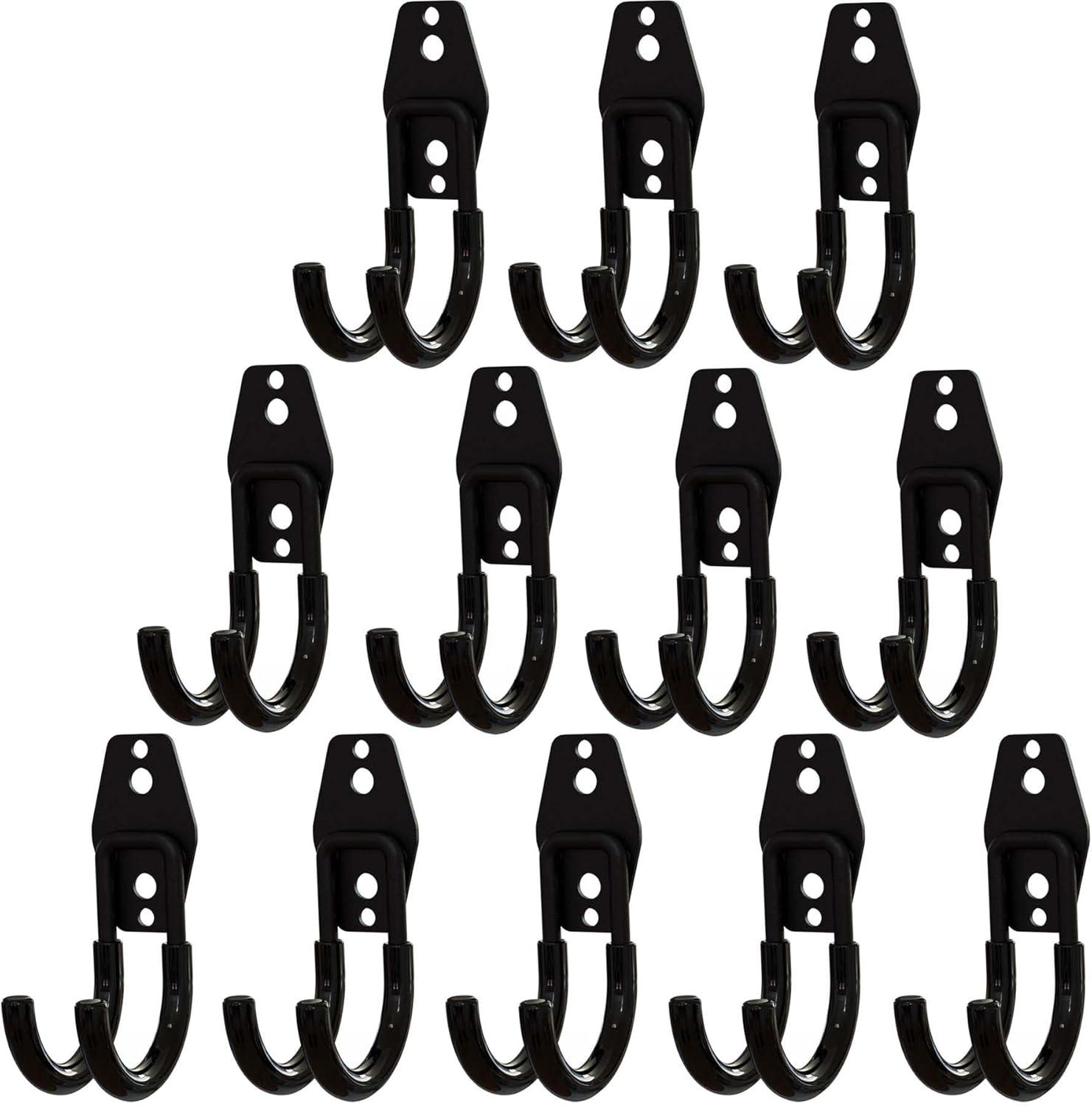 Black Heavy Duty Steel Garage Storage Hooks, 12 Pack