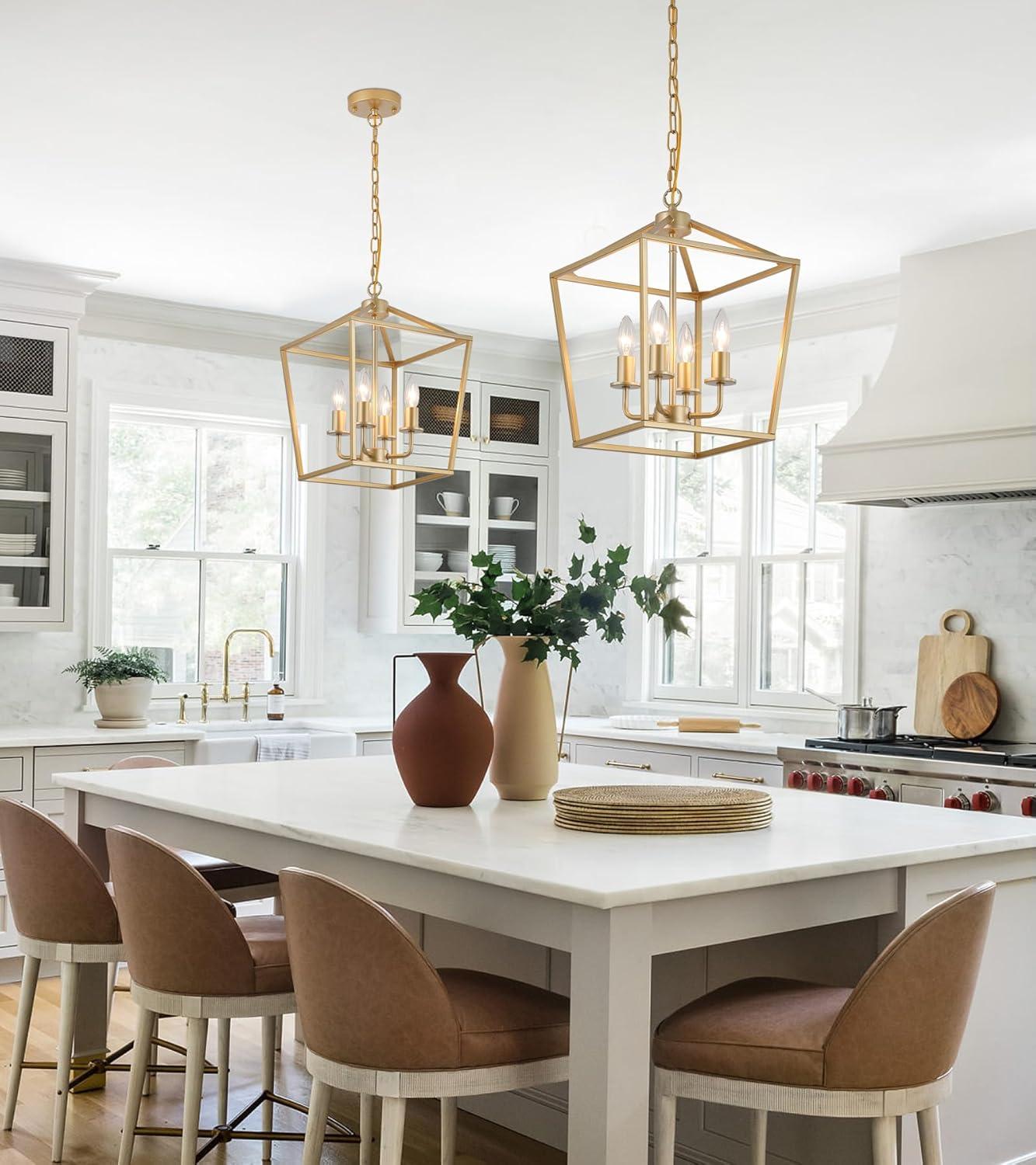 Valentin Gold 4-Light Metal Lantern Chandelier