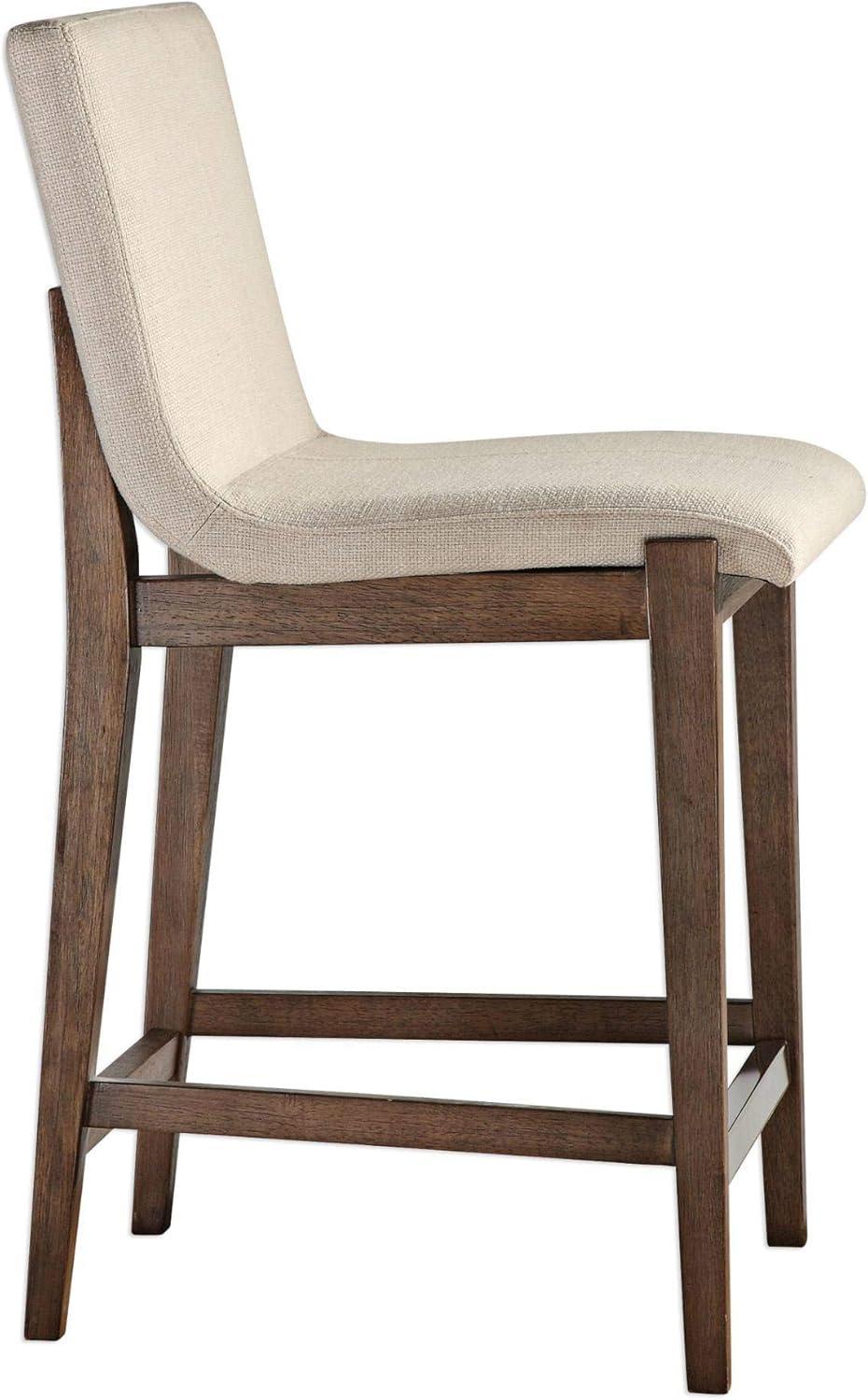 Klemens 26" Walnut Wood and Linen Counter Stool