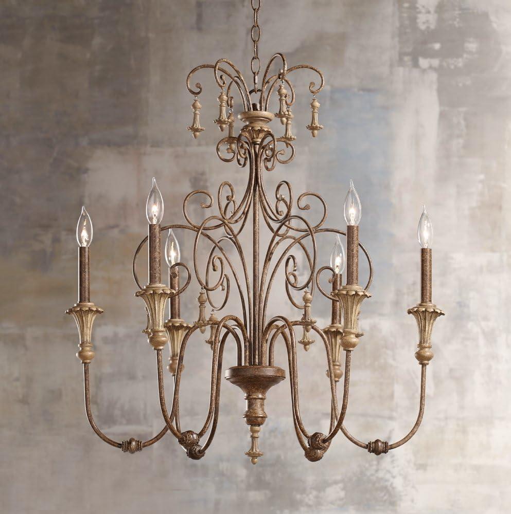 Bronze Beige 6-Light Rustic French Chandelier