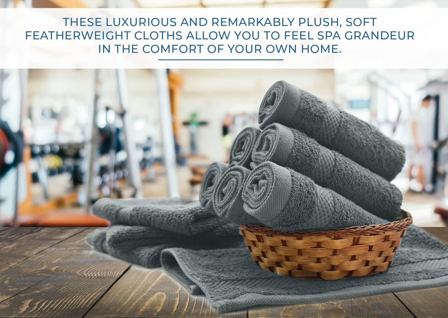 White Classic Luxury 100% Cotton Washcloths Set of 12 - 13x13" Gray