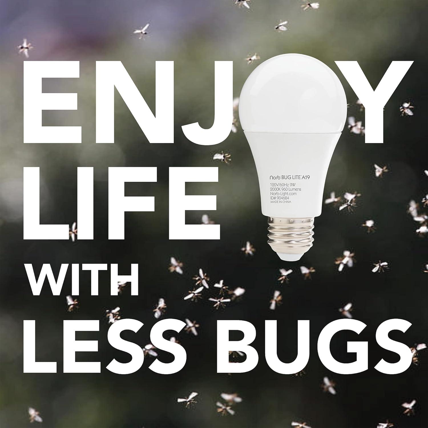 Amber Yellow LED Outdoor Bug-Reducing Light Bulb, 9W