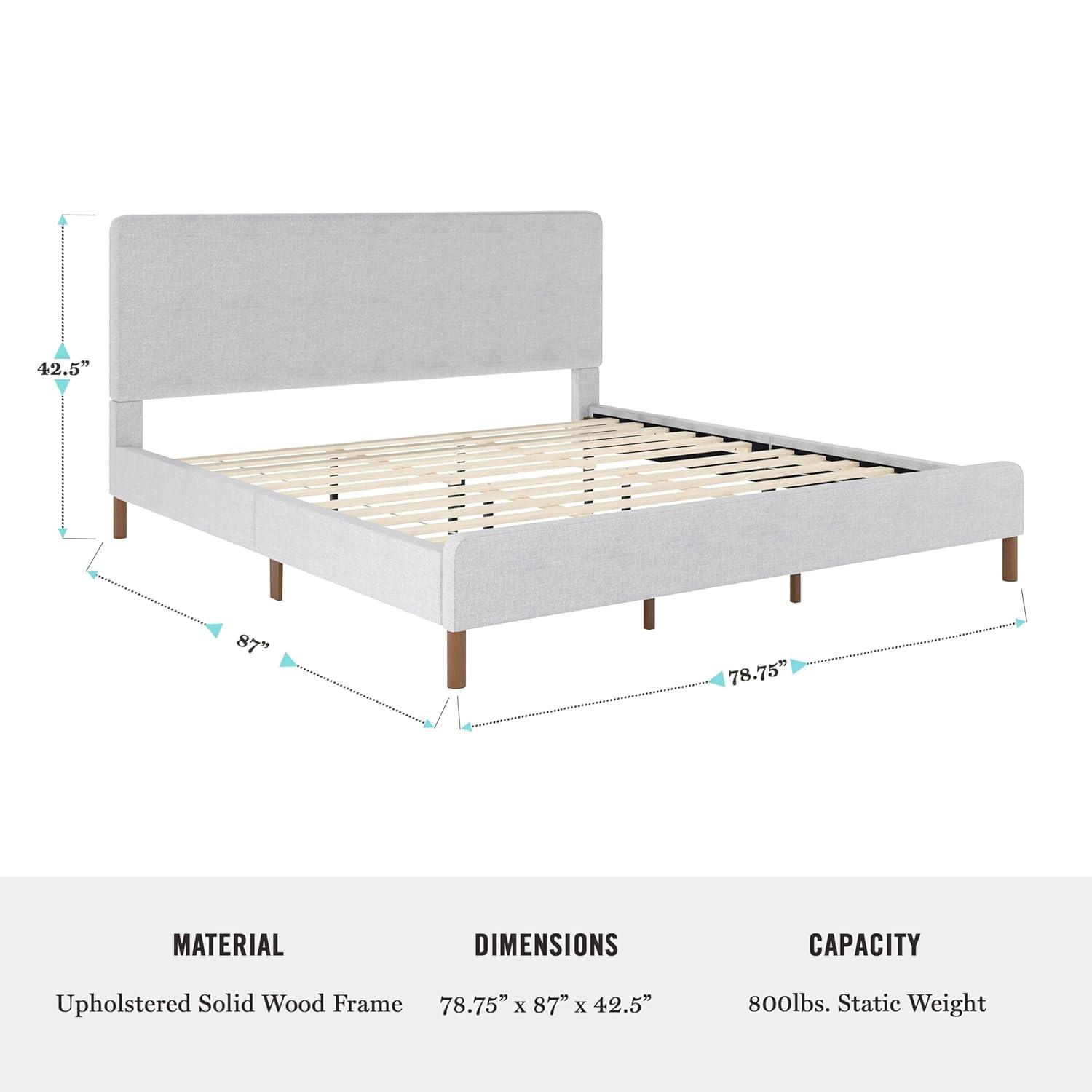 Martha Stewart Martha Stewart Britta Upholstered Platform Bed With Piped Detail Headboard
