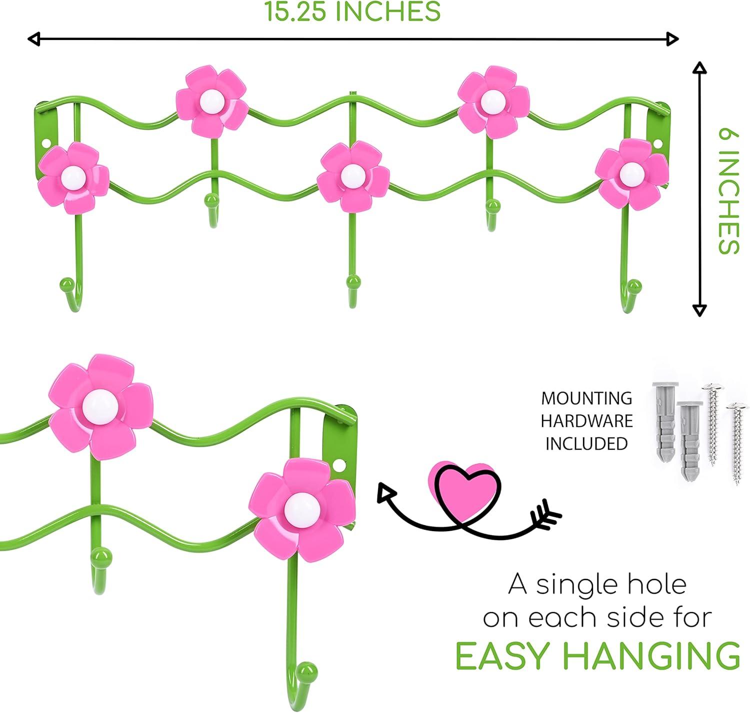 Galashield Hook Rack Wall Mounted | Coat Rack Wall Mount for Kids Room | Flower Design Hooks for Boys and Girls | Towel, Clothes, Hat, Backpack Hanger