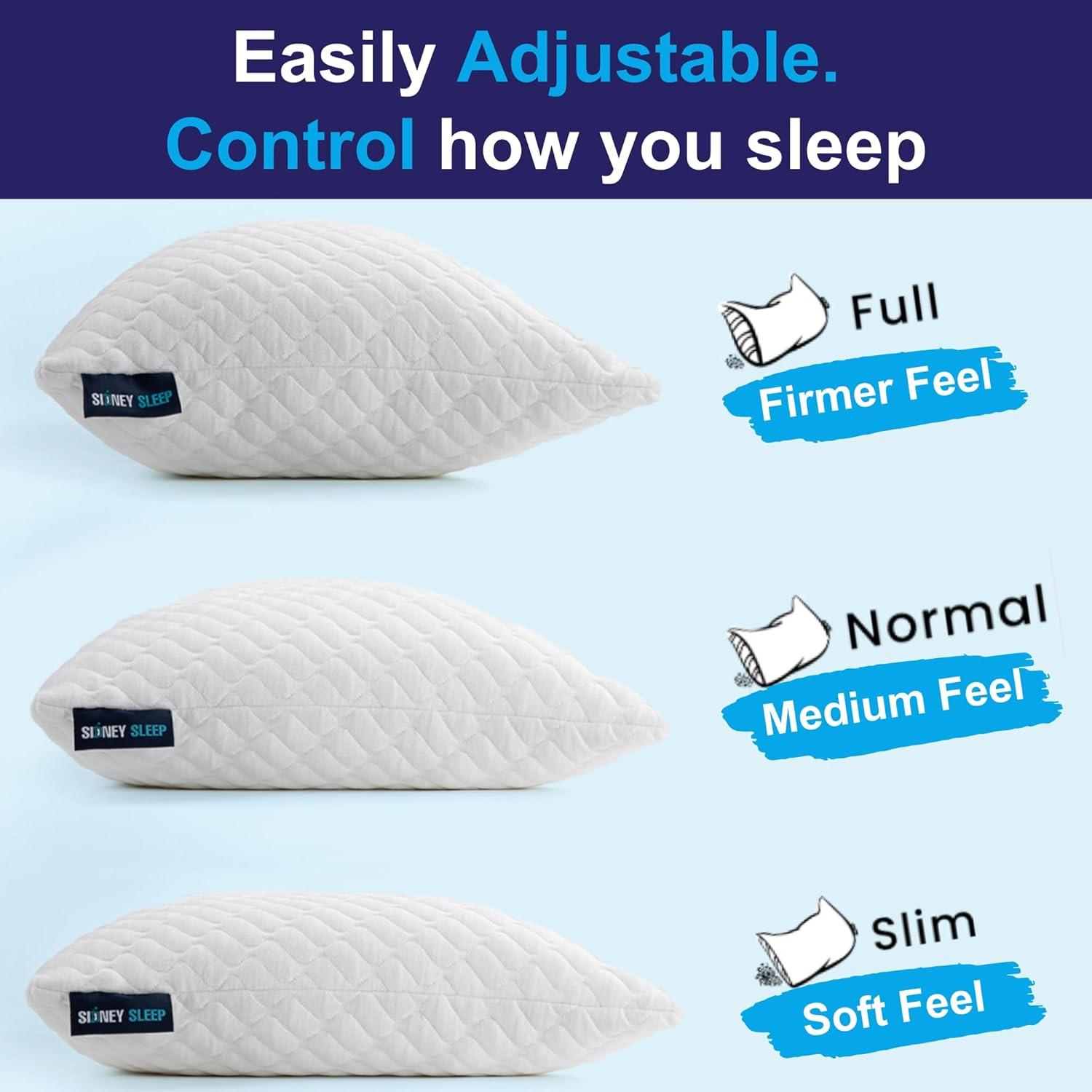 Queen White Adjustable Shredded Memory Foam Pillow