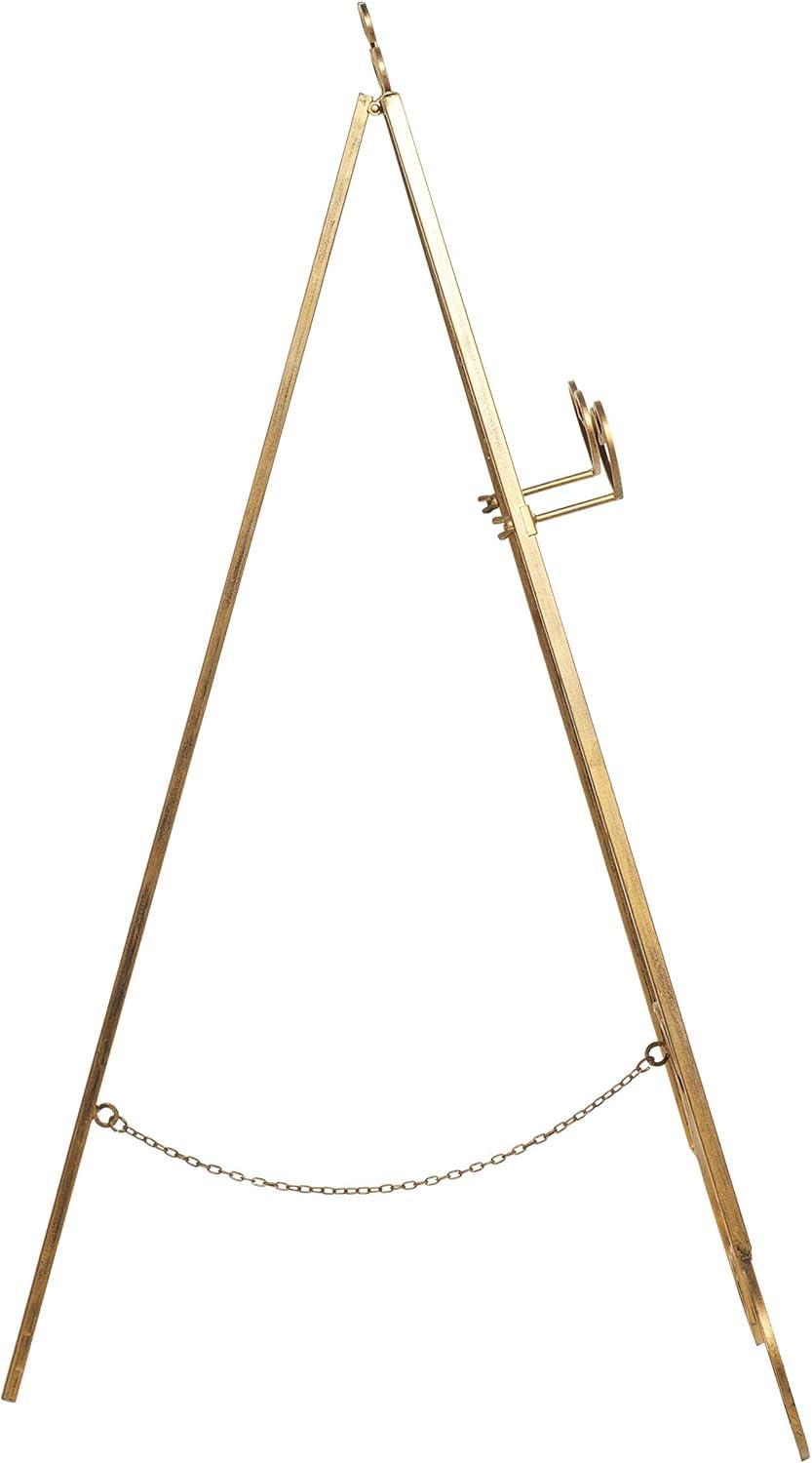 Gold Metal Scroll Adjustable Floor Easel with Chain Support