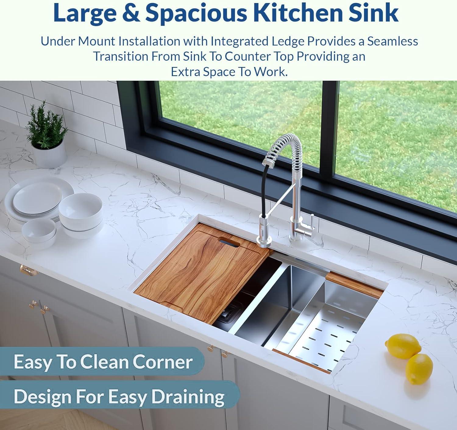 Strictly Sinks 32” Copper Undermount Workstation 16 Gauge Double Bowl Kitchen Sink Stain Resistant