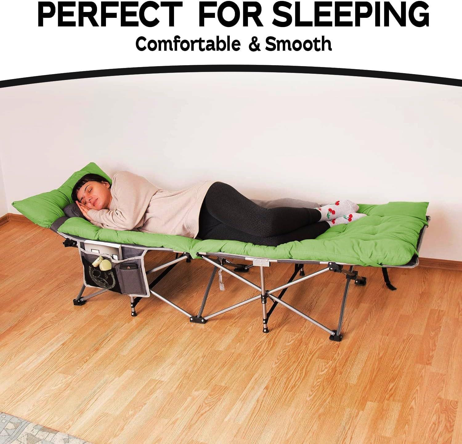 Zone Tech Camping Cot Pads Mattress - Green Premium Quality Outdoor Comfortable Thicker Cotton Lightweight Waterproof Bottom Pad Mattress