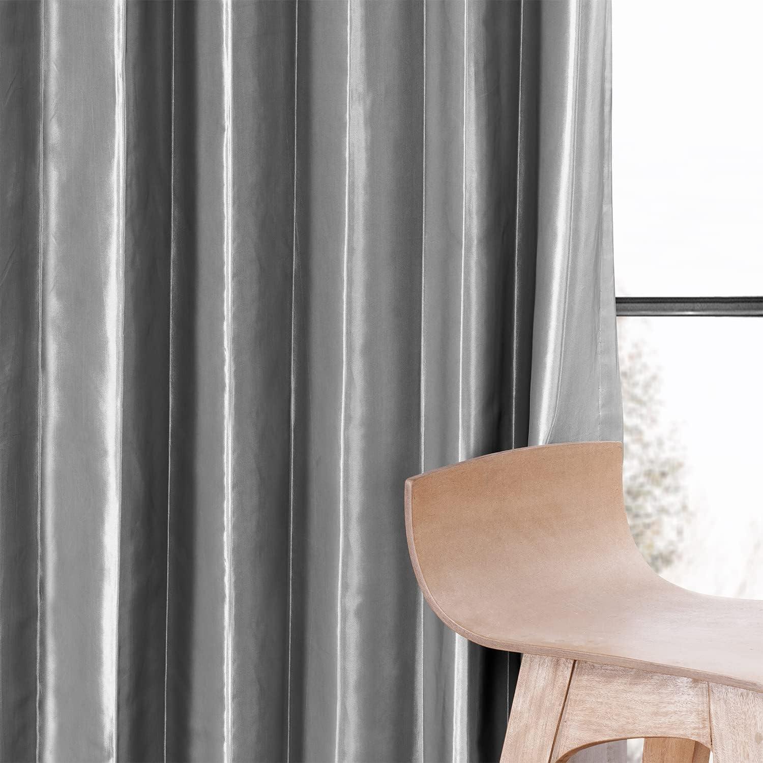 Platinum Blackout Faux Silk Taffeta Curtain (1 Panel), Platinum, 50W X 84L