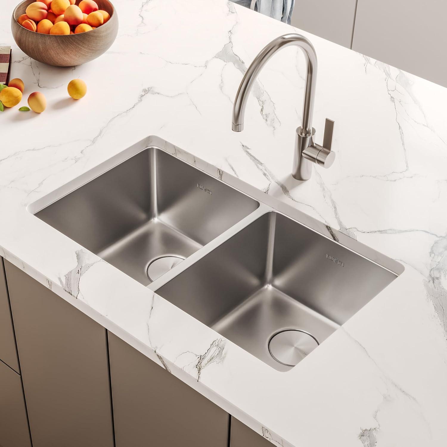 Ruvati RVM5077 Ruvati 28-inch Undermount Kitchen Sink 50/50 Double Bowl 16 Gauge Stainless Steel