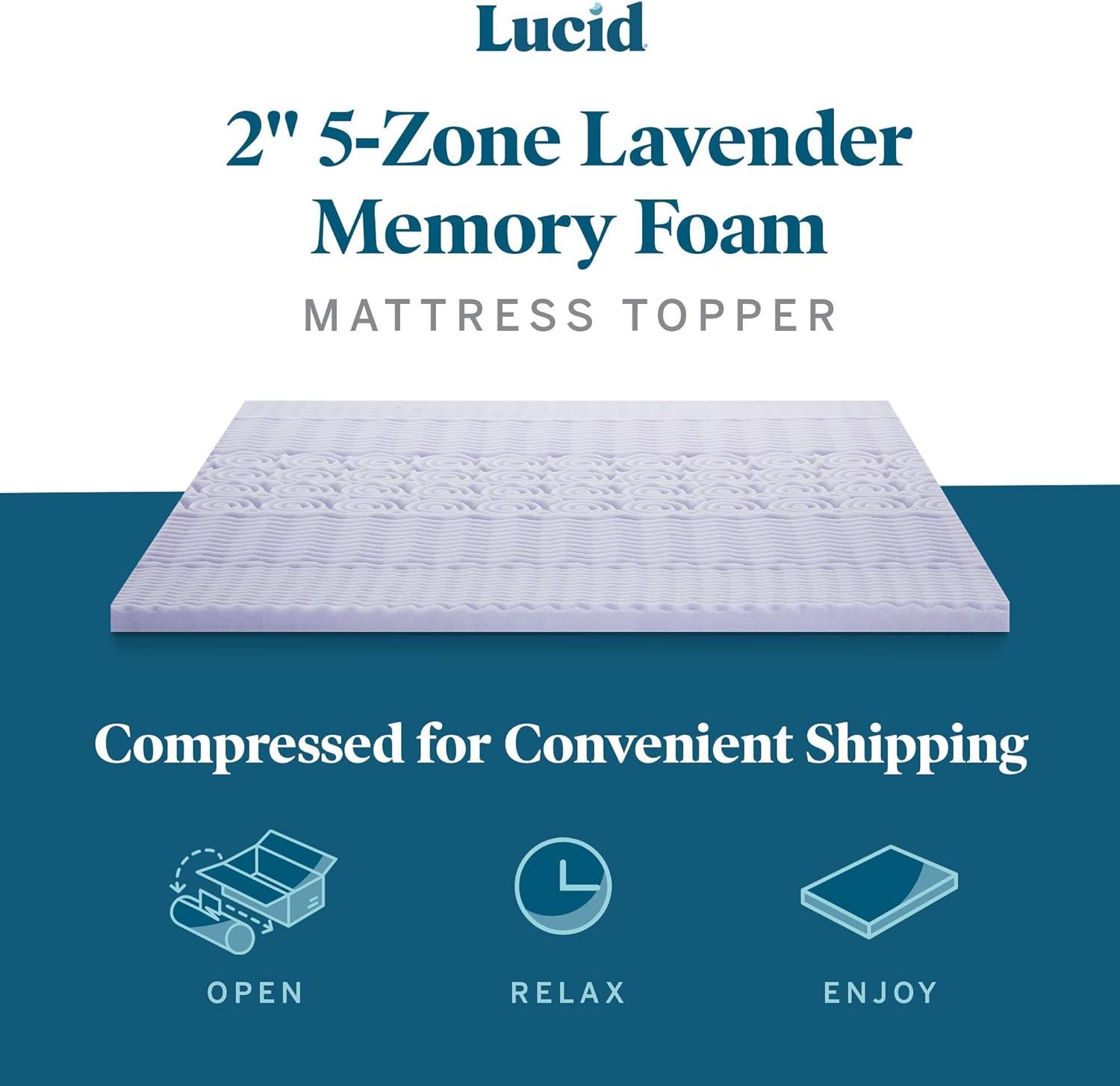 2" Zoned Lavender Memory Foam Mattress Topper