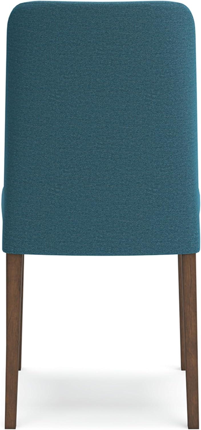 Blue Upholstered Wood Side Chair with Brown Frame