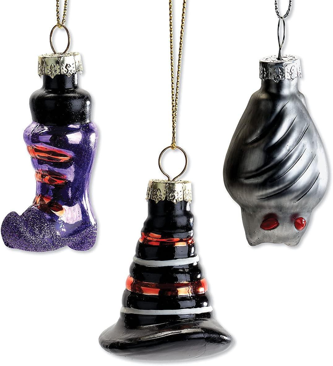 Set of 12 Colorful Glass Halloween Hanging Ornaments