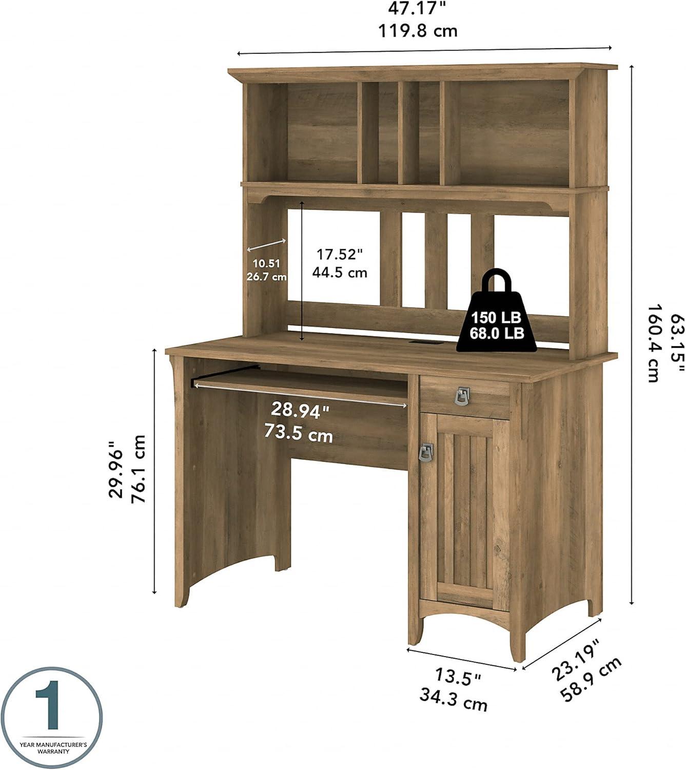 Bush Furniture Salinas Mission 48" Computer Desk and Hutch, Reclaimed Pine