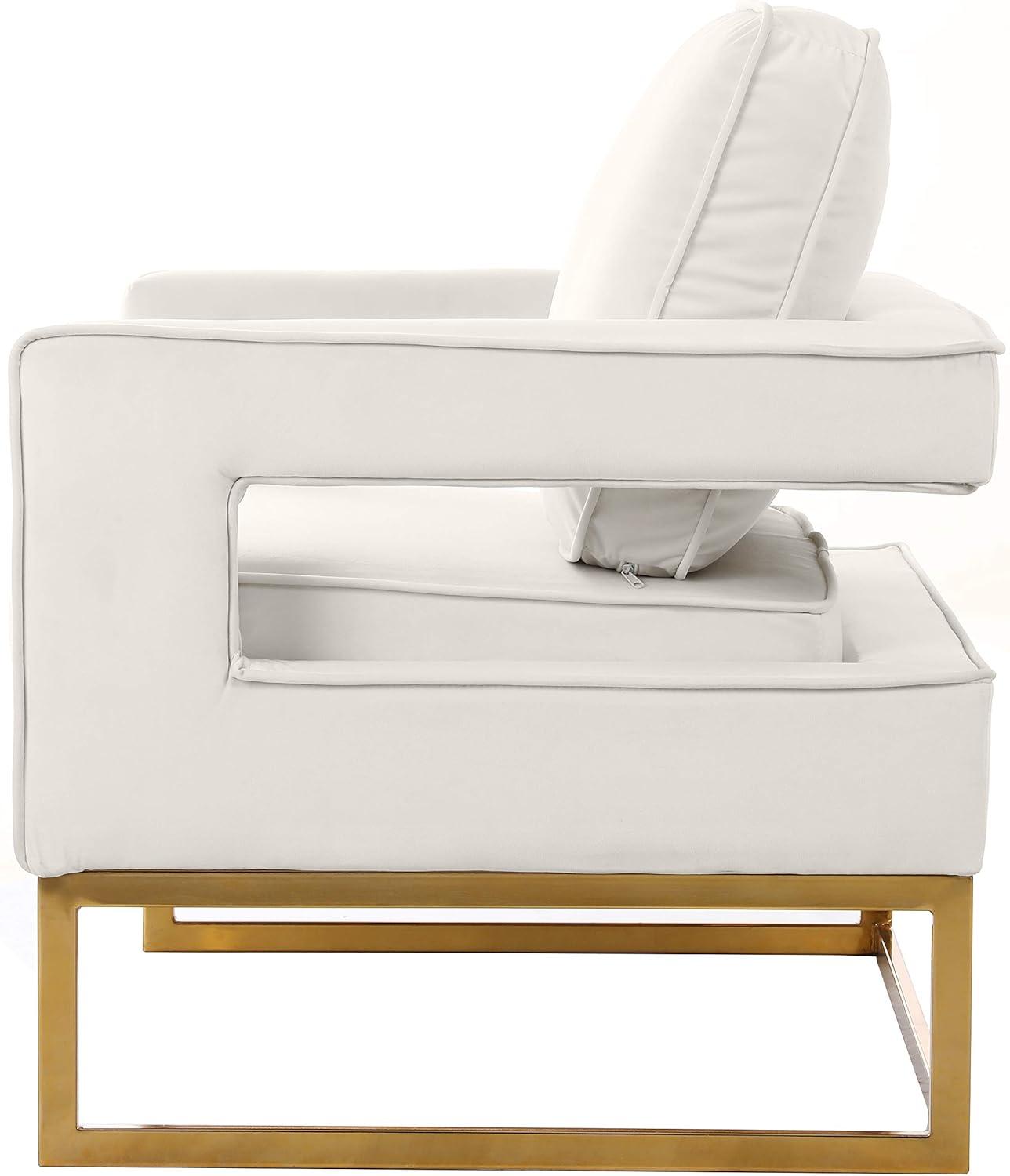 Meridian Furniture Noah Cream Velvet Accent Chair with Gold Iron Base