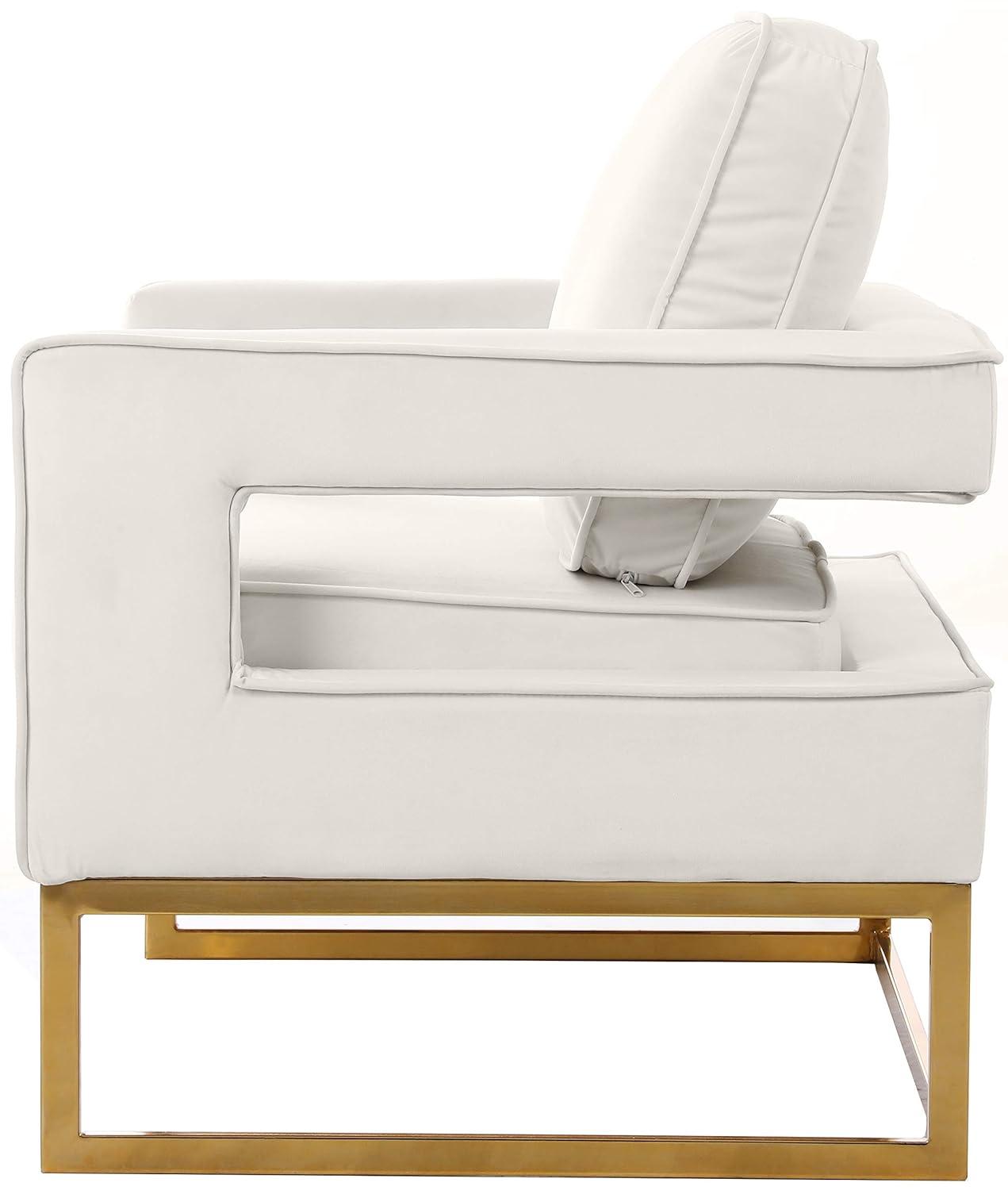 Meridian Furniture Noah Cream Velvet Accent Chair with Gold Iron Base
