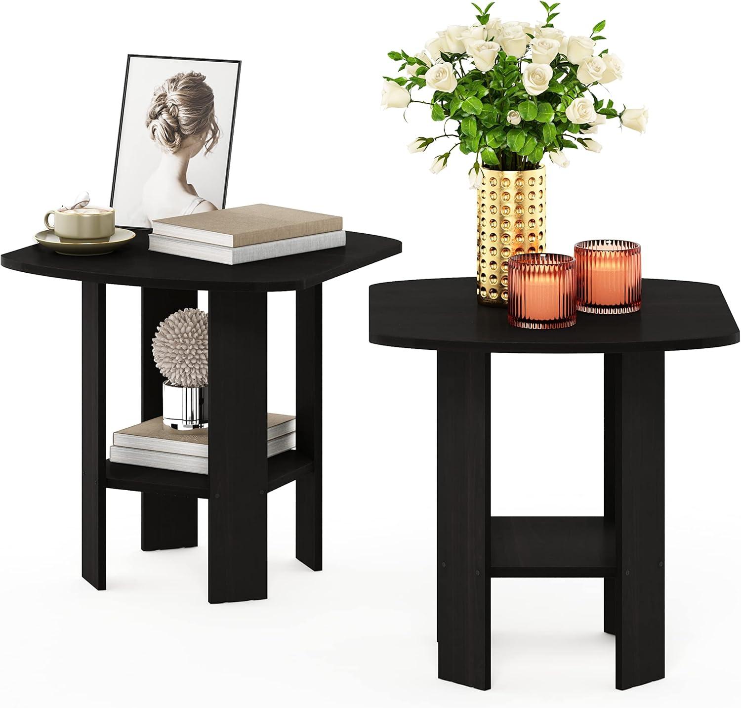 Furinno Simple Design End Table, 2-Pack, Espresso