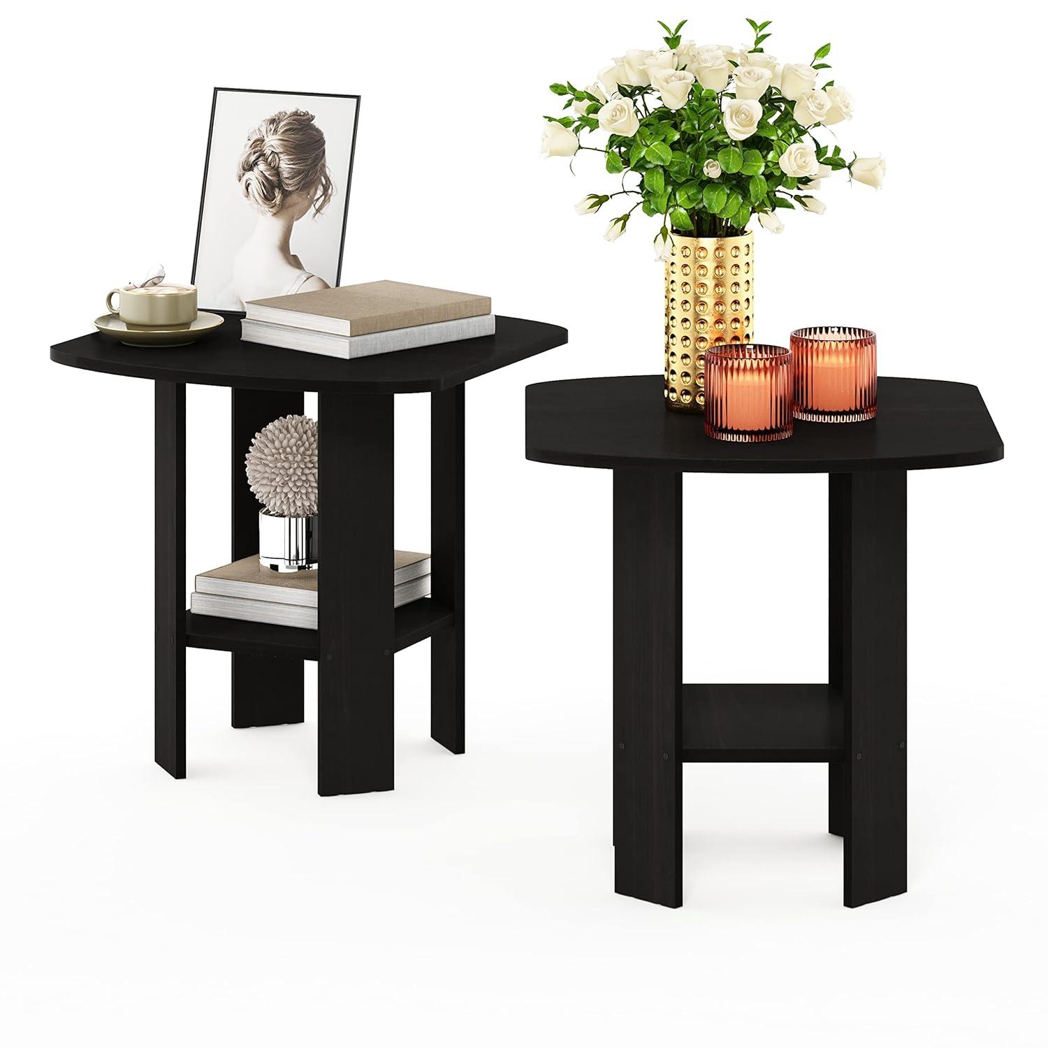 Furinno Simple Design End Table, 2-Pack, Espresso