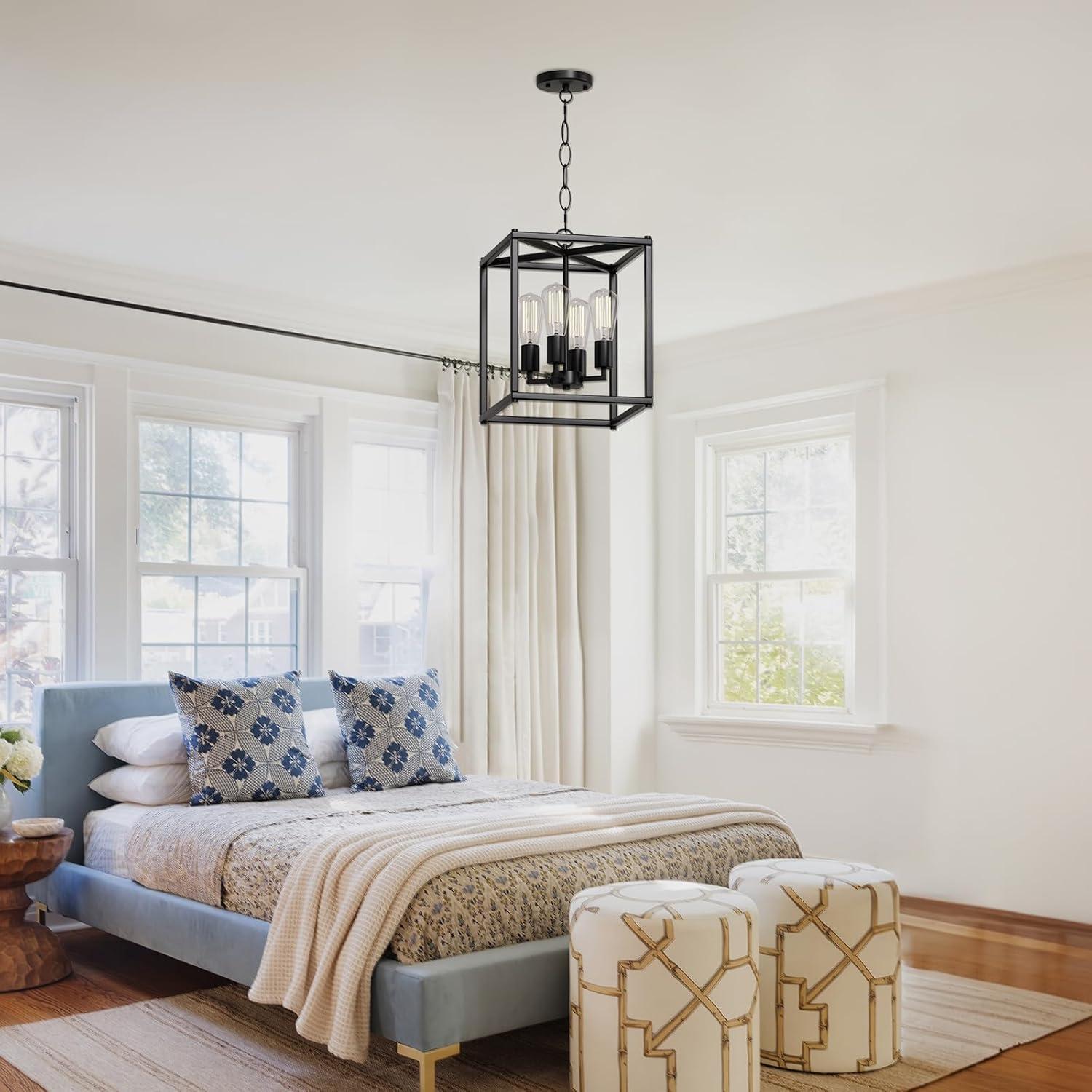 17 Stories Keya 4 - Light Iron Dimmable Lantern Geometric Chandelier