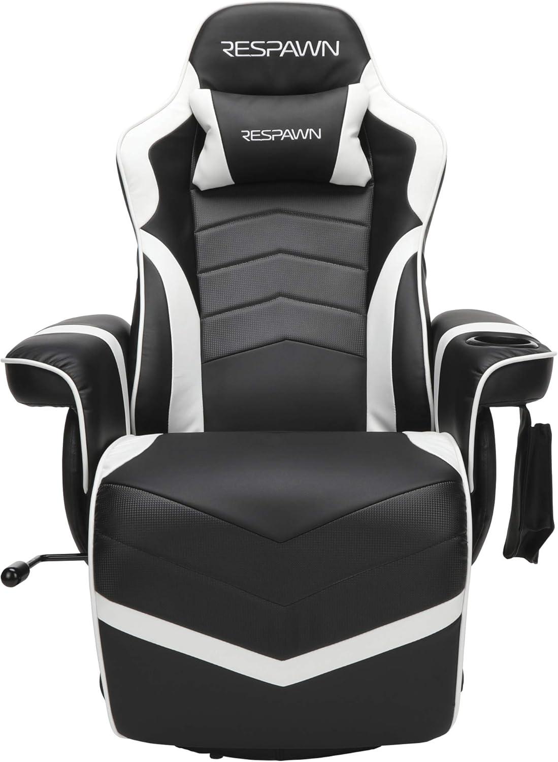 RESPAWN 900 Gaming Recliner - Video Games Console Recliner Chair, Computer Recliner, Adjustable Leg Rest and Recline, Recliner with Cupholder, Reclining Gaming Chair with Footrest - White