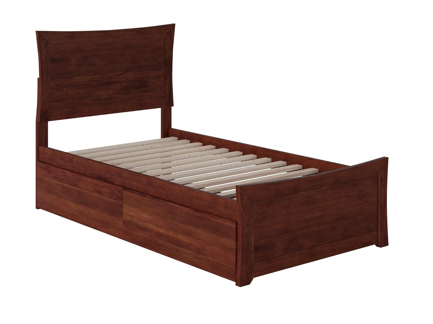 AR9012114 Metro Platform Bed with 2 Urban Bed Drawers, Twin XL, Walnut