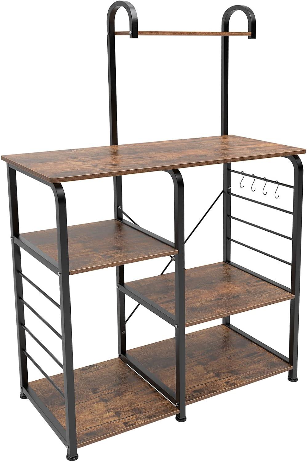 Modern Black and Brown 3-Tier Kitchen Utility Storage Rack