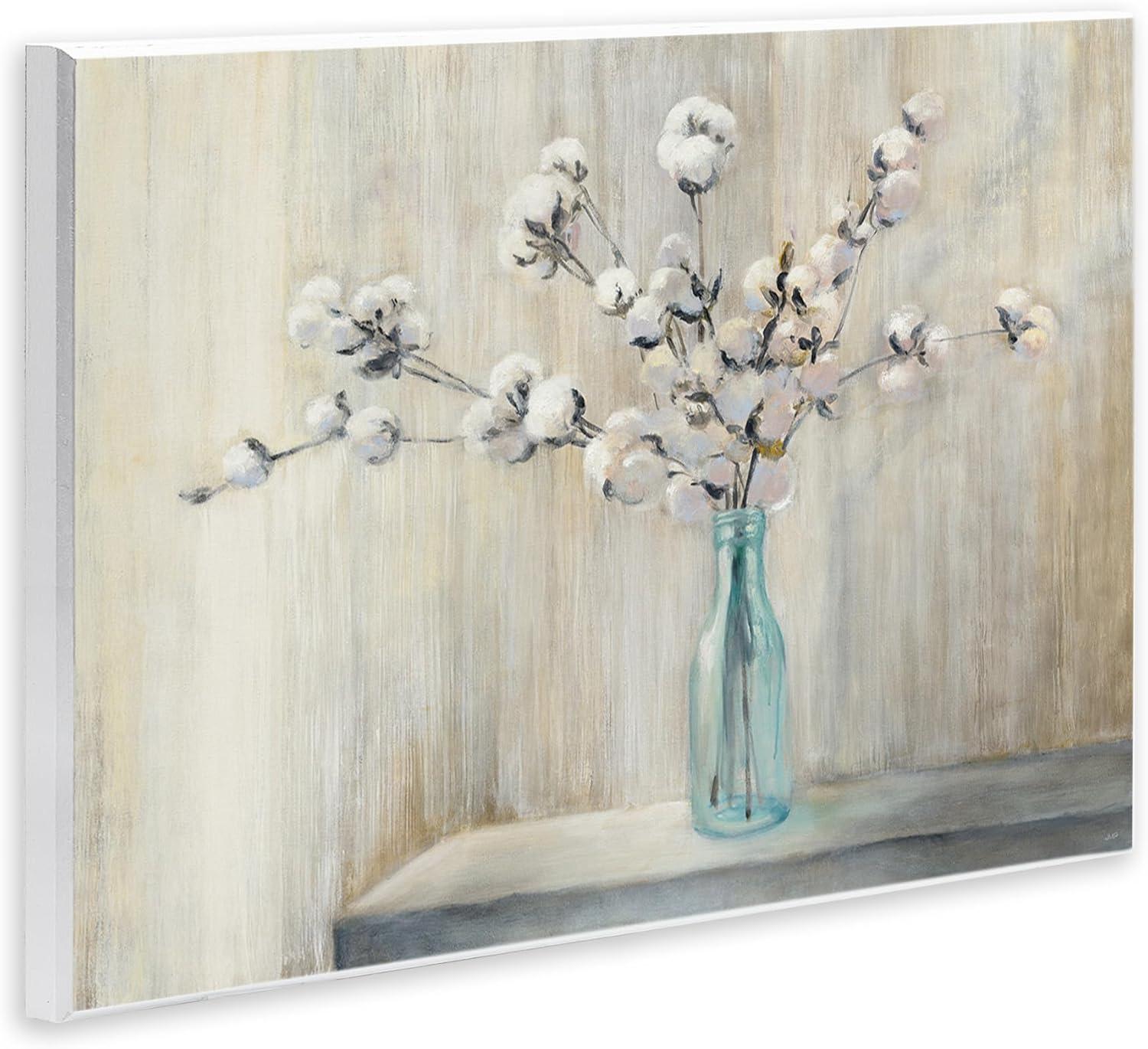 Stupell Industries Beautiful Cotton Flower Grey Brown Painting Wall Plaque Art by Julia Purinton