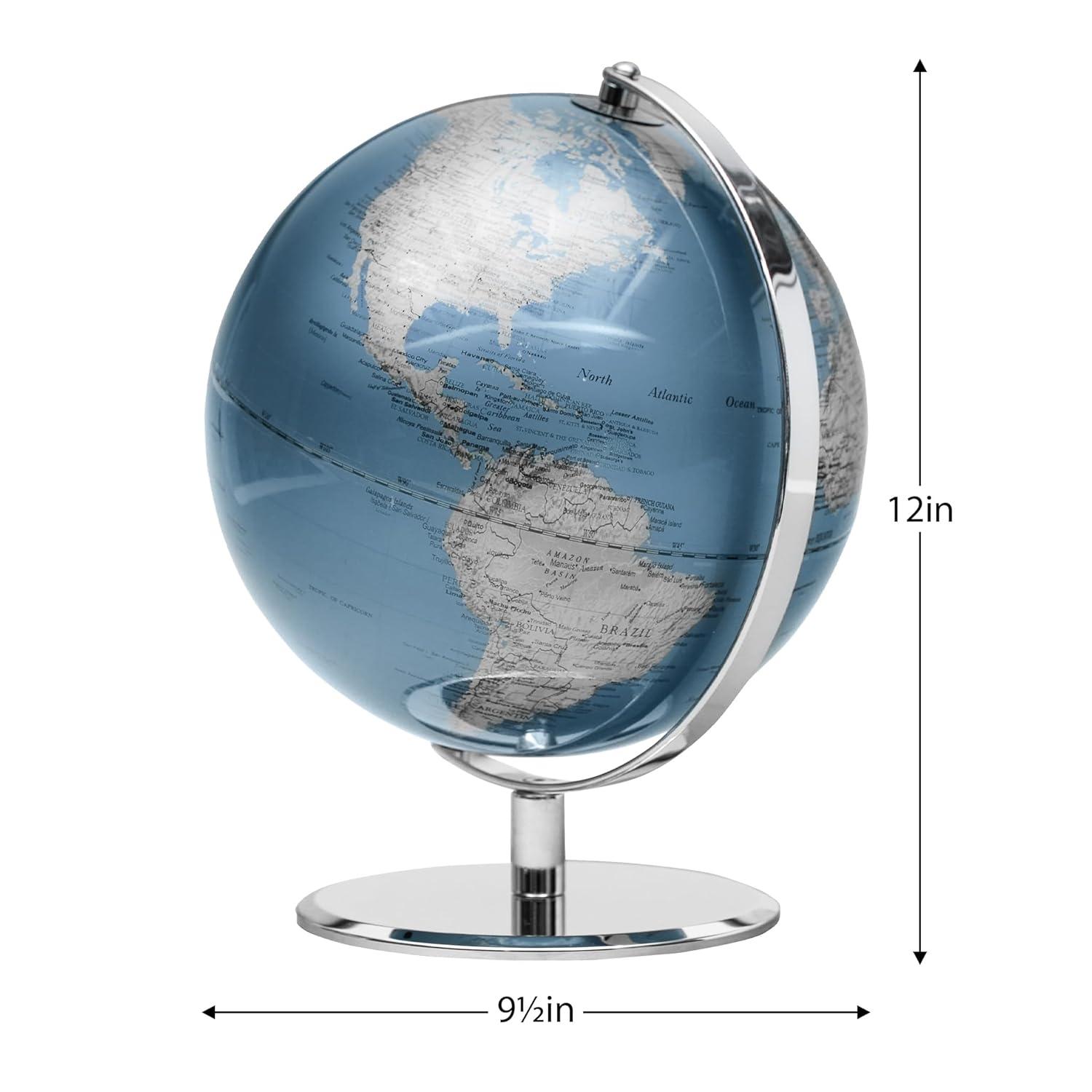 Torre & Tagus 8" Blue Desk Globe For Office Home on Metal Stand - Earth Globes For Adults as Home Decor Earth Globe in Educational Home, World Globes With Stand For Living Room, Home Office (Latitude)