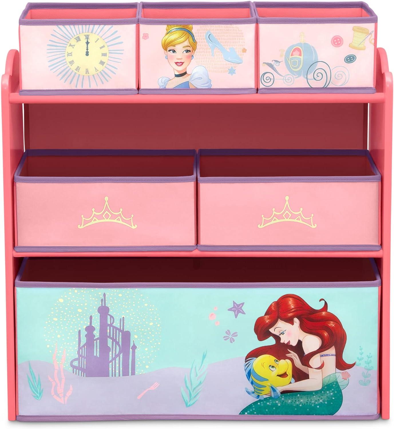 Delta Children Disney Princess 6 Bin Design and Store Toy Organizer - Greenguard Gold Certified