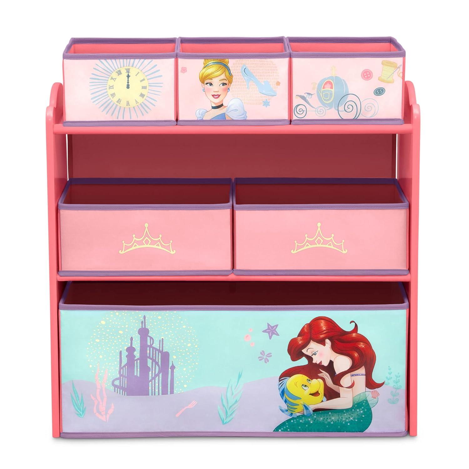 Delta Children 6 Bin Design and Storage Toy Organizer - Greenguard Gold Certified - Disney Princess